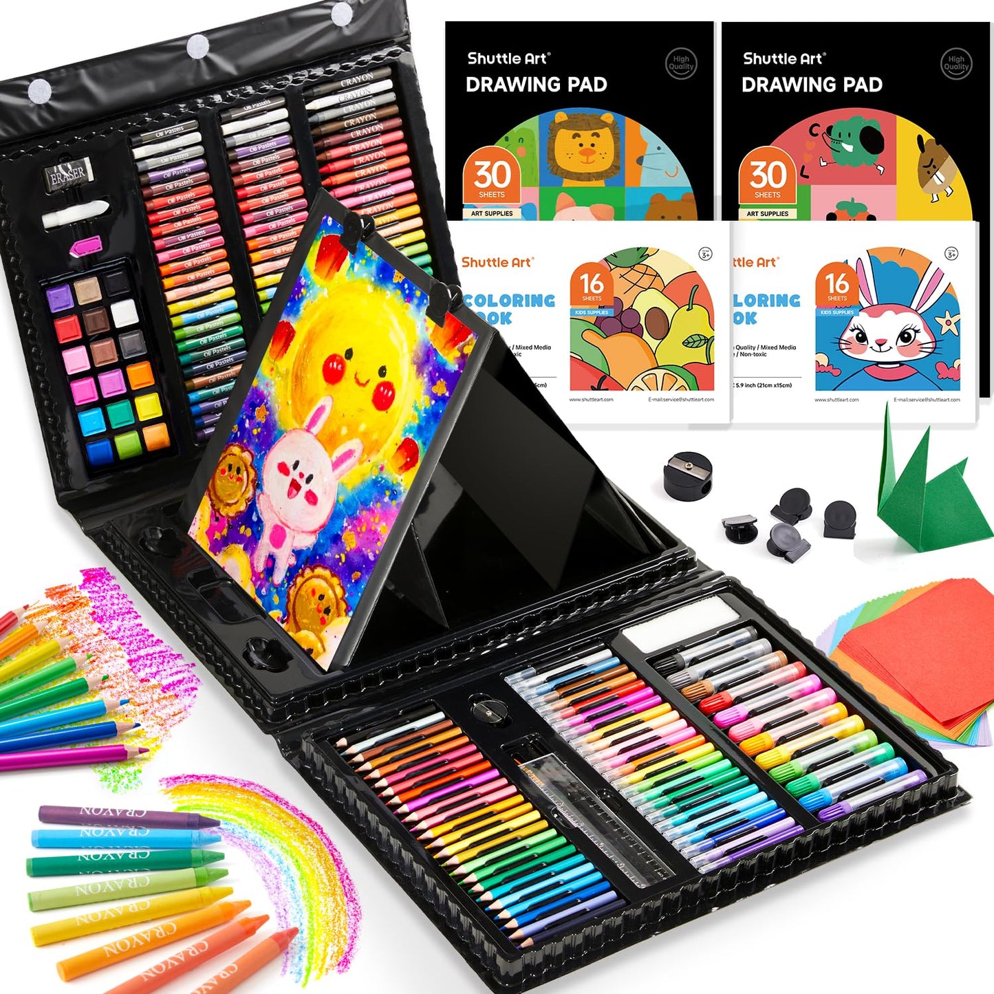 Shuttle Art 335 Piece Kids Art Set, Multi-Media Art Supplies, Gift Art Kit with Trifold Easel, 2