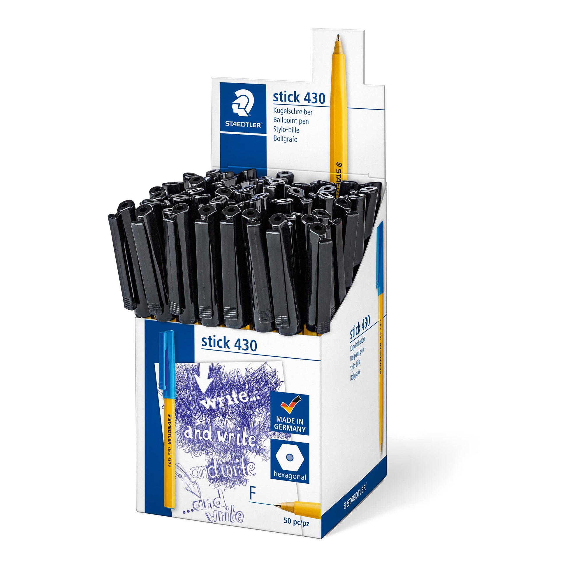 STAEDTLER 430 F-9CP5 Stick Fine Ballpoint Pen - Black, Pack of 50
