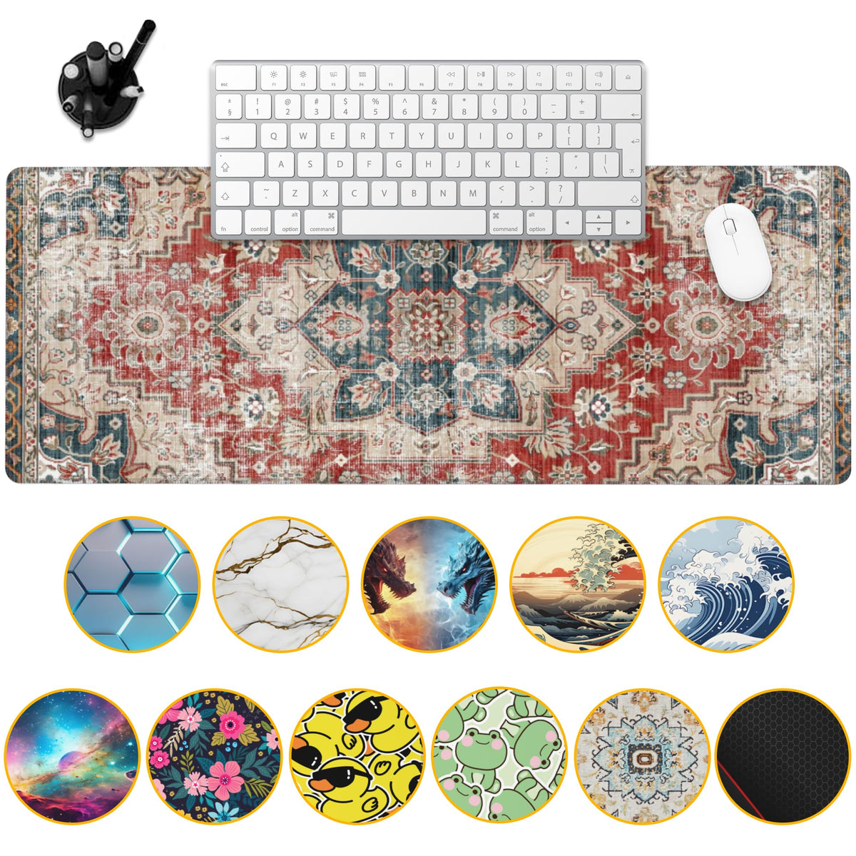 Uiaoiais Desk Pad,Persian Style Textile Rug Texture Gaming Mouse Pad,31.5"X15.7" Extended Gaming