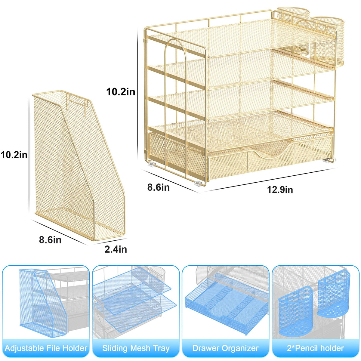 gianotter 5-Tier Desk Organizer with Drawers and File Holders
