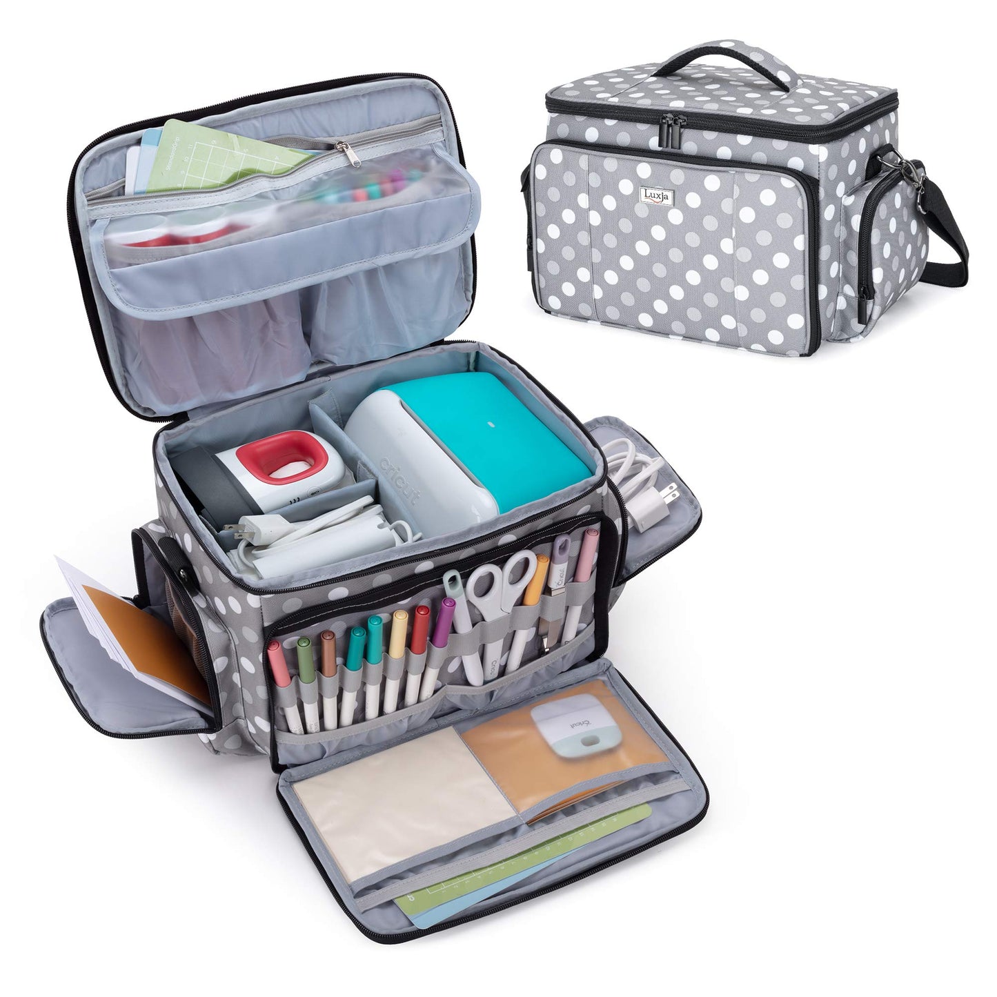 LUXJA Carrying Case Compatible with Cricut Joy&Easy Press Mini, Polka Dots