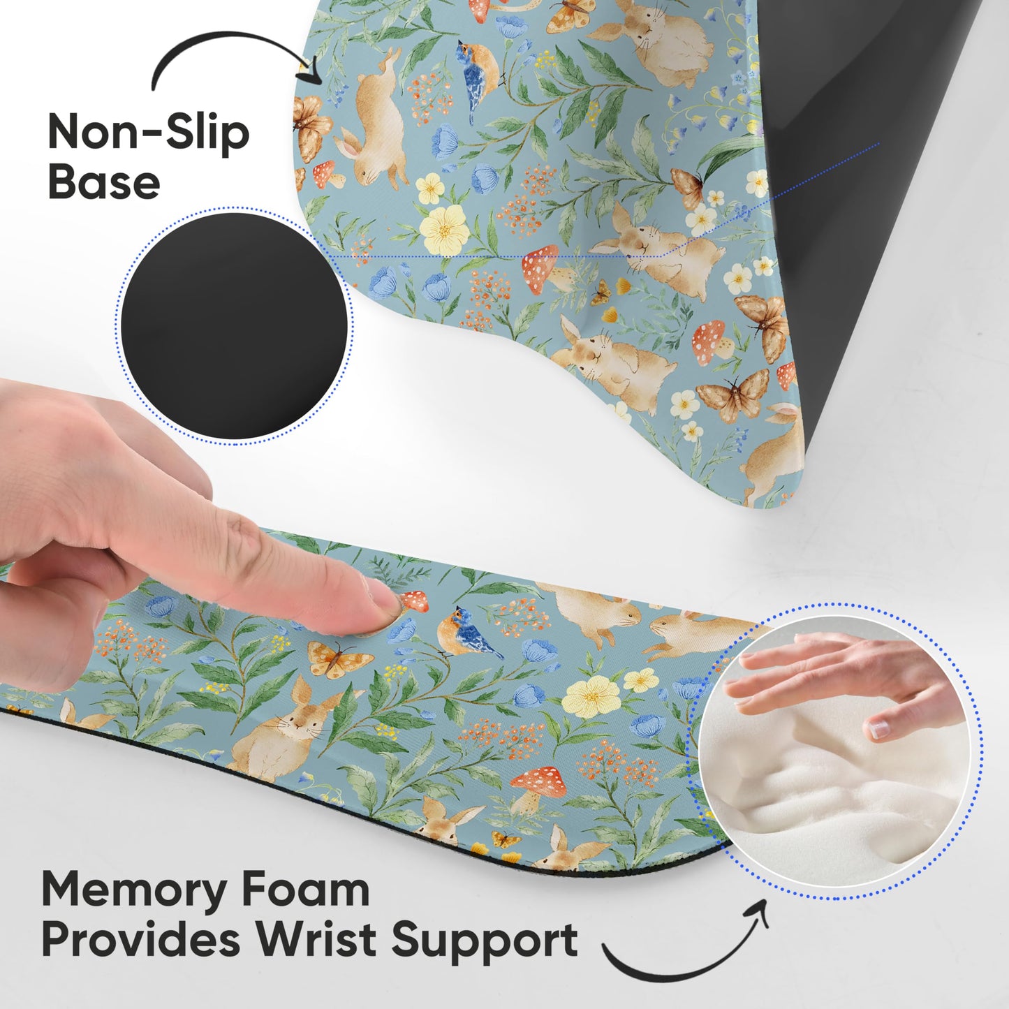 WINTOJO Mouse Pad Wrist Rest Support Keyboard Set Circle Coaster Gaming Mouse Pad Ergonomic Gel