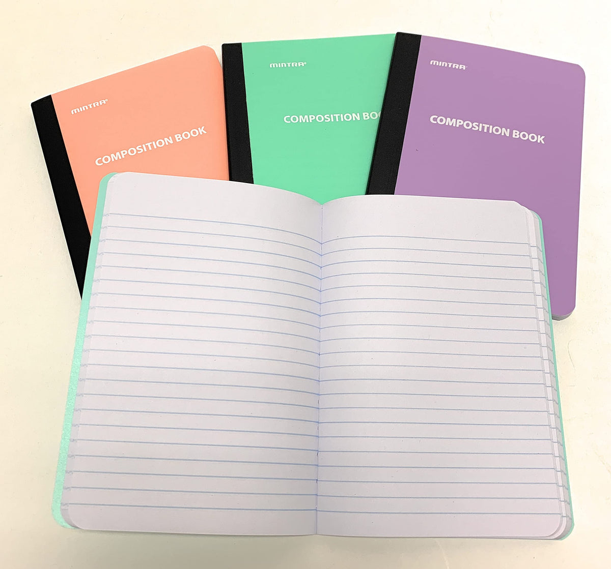 Mintra Office Poly Composition Book (5in x 7in, Pastel) - 4 Pack, 4 Colors, 80 Sheets, Narrow