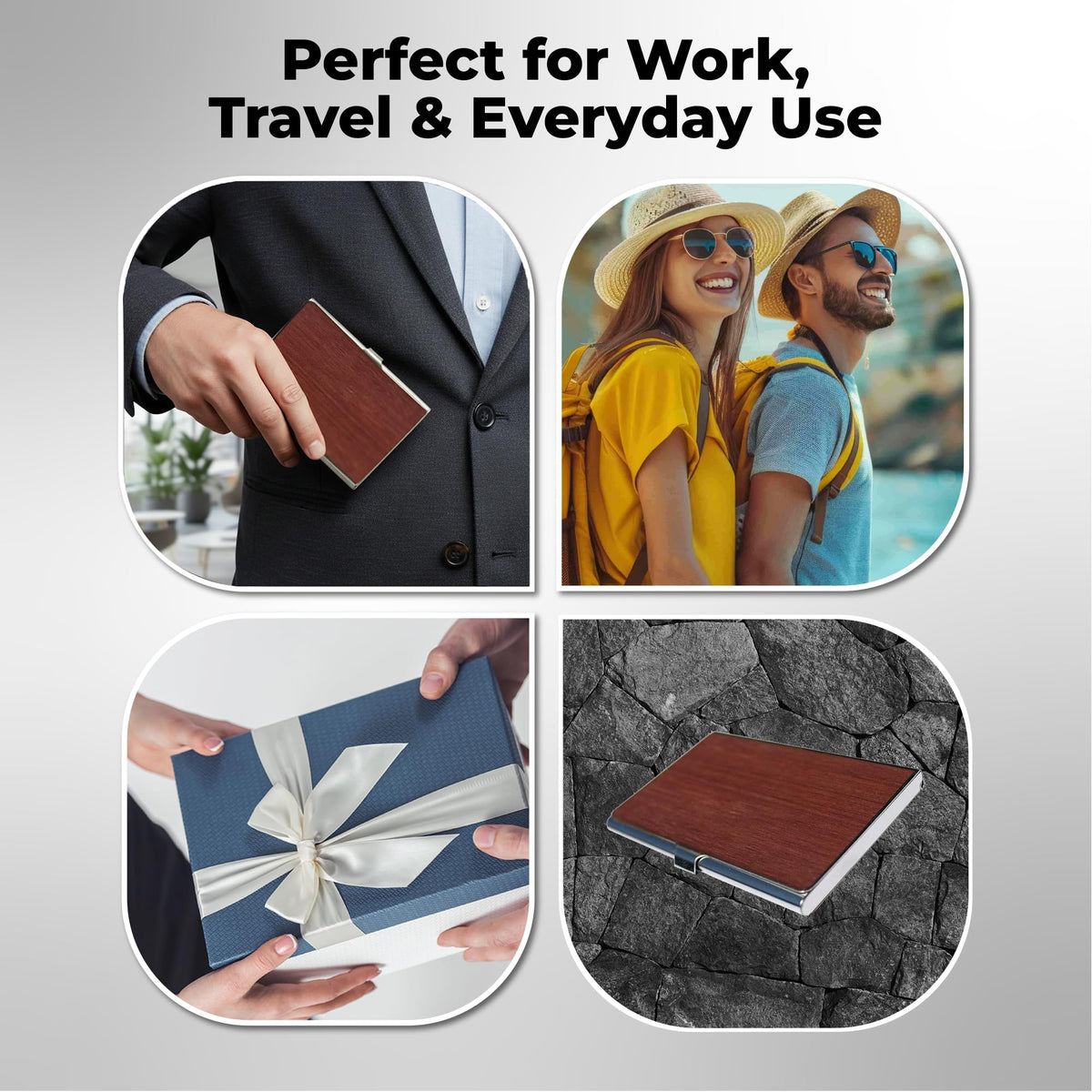 WUDN Handcrafted Business Card Holder Wallet For Men and Women | Holds Up to 20-25 B-Cards or 8-10
