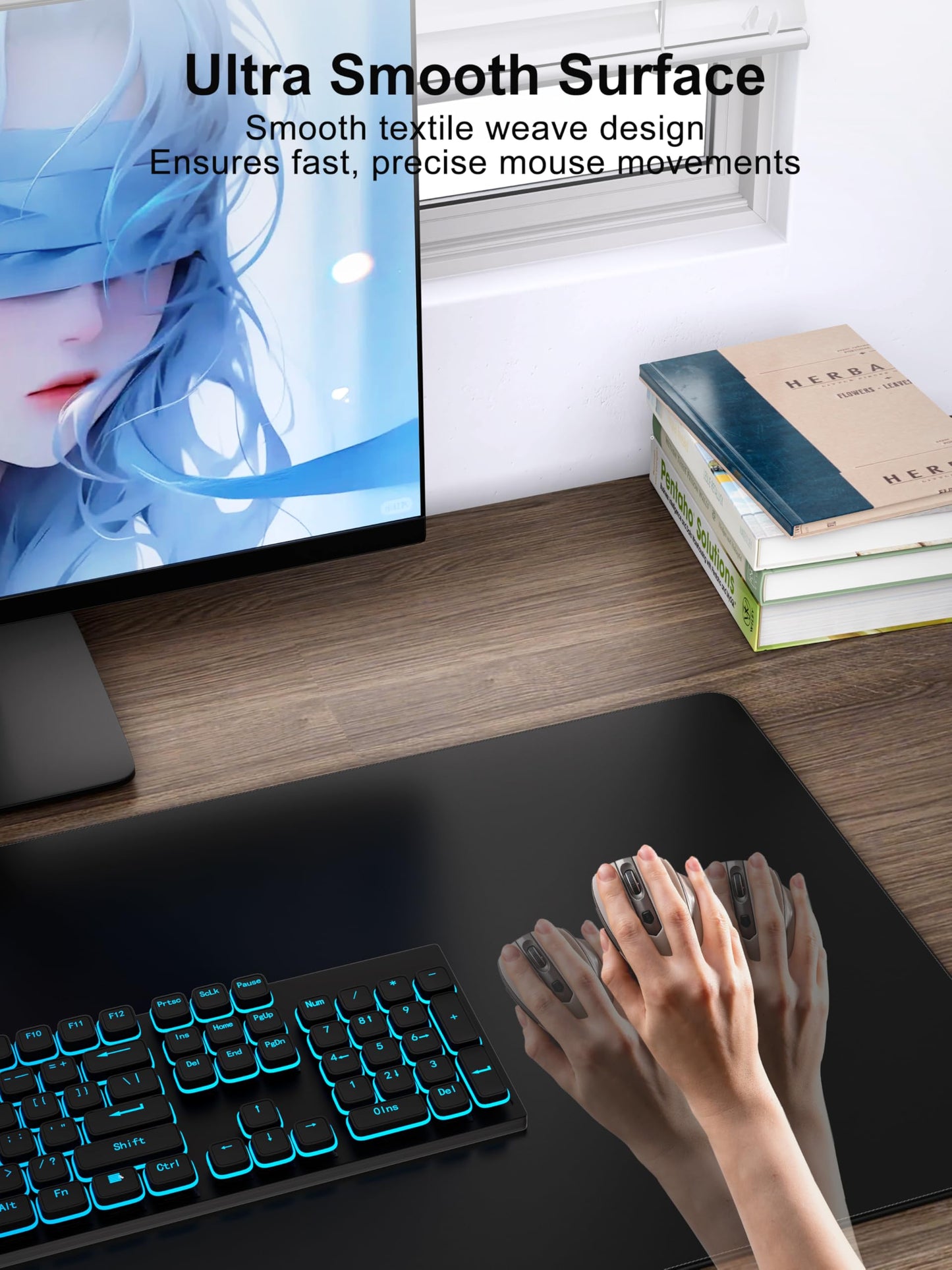 Mouse Pad with 15W Wireless Charging, 35.43"x15.75" XXXL Large Desk Mat