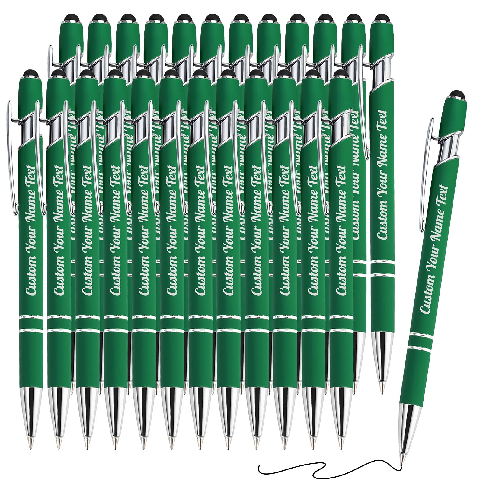24PCS Personalized Pens Bulk with Name Free Engraving,Custom Ballpoint Pens with Stylus,Engraved