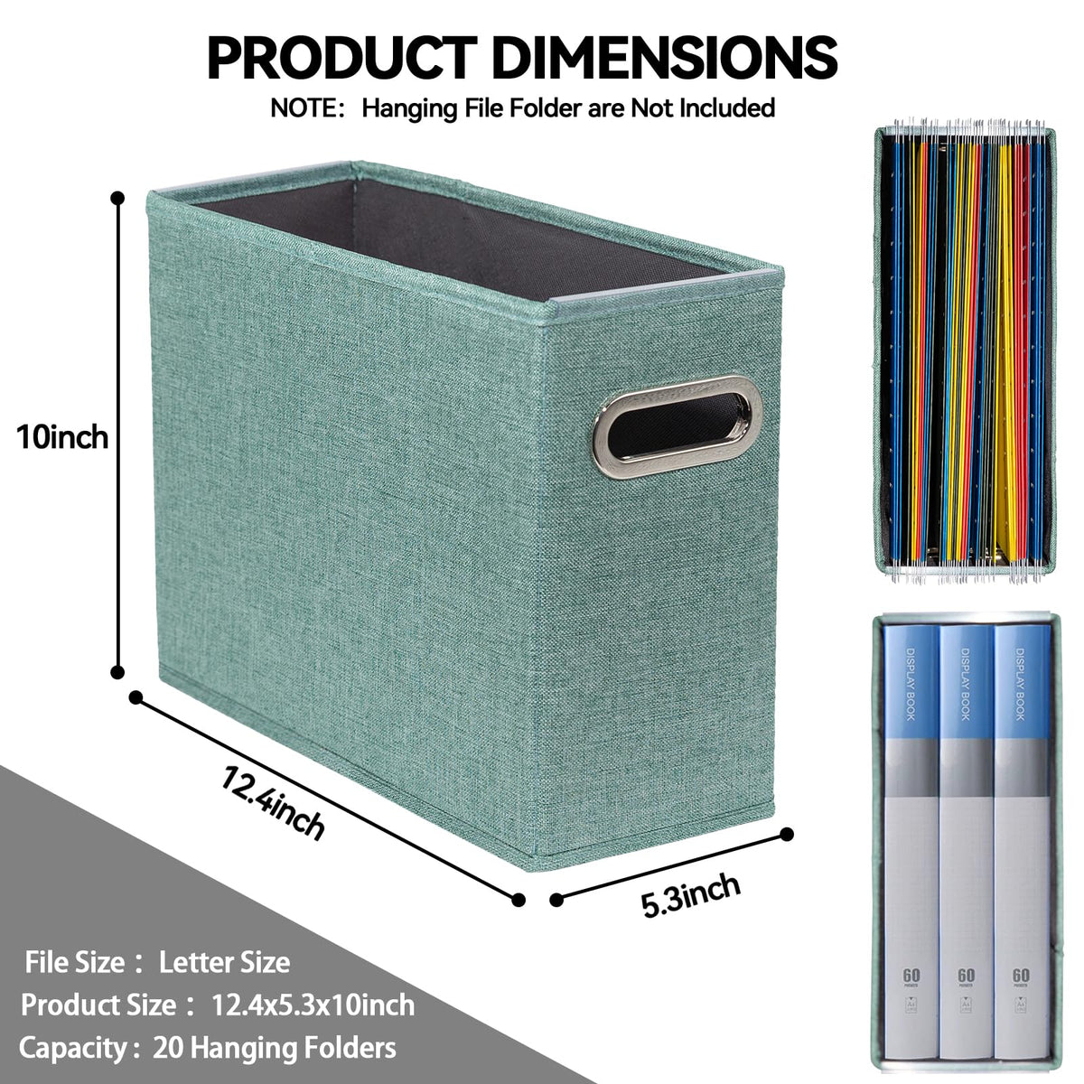 ComfortKeeper 2 Pack Letter Size File Storage Box Collapsible，Fabric Hanging File Folders