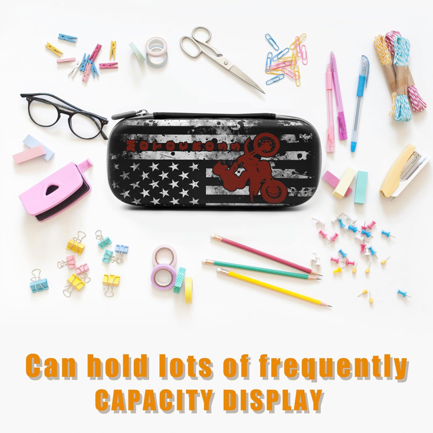 WtallasiSei Motocross Pencil Case Zip Pencil Box Multi Pouch Holder Desk Organizer For Boys Girls
