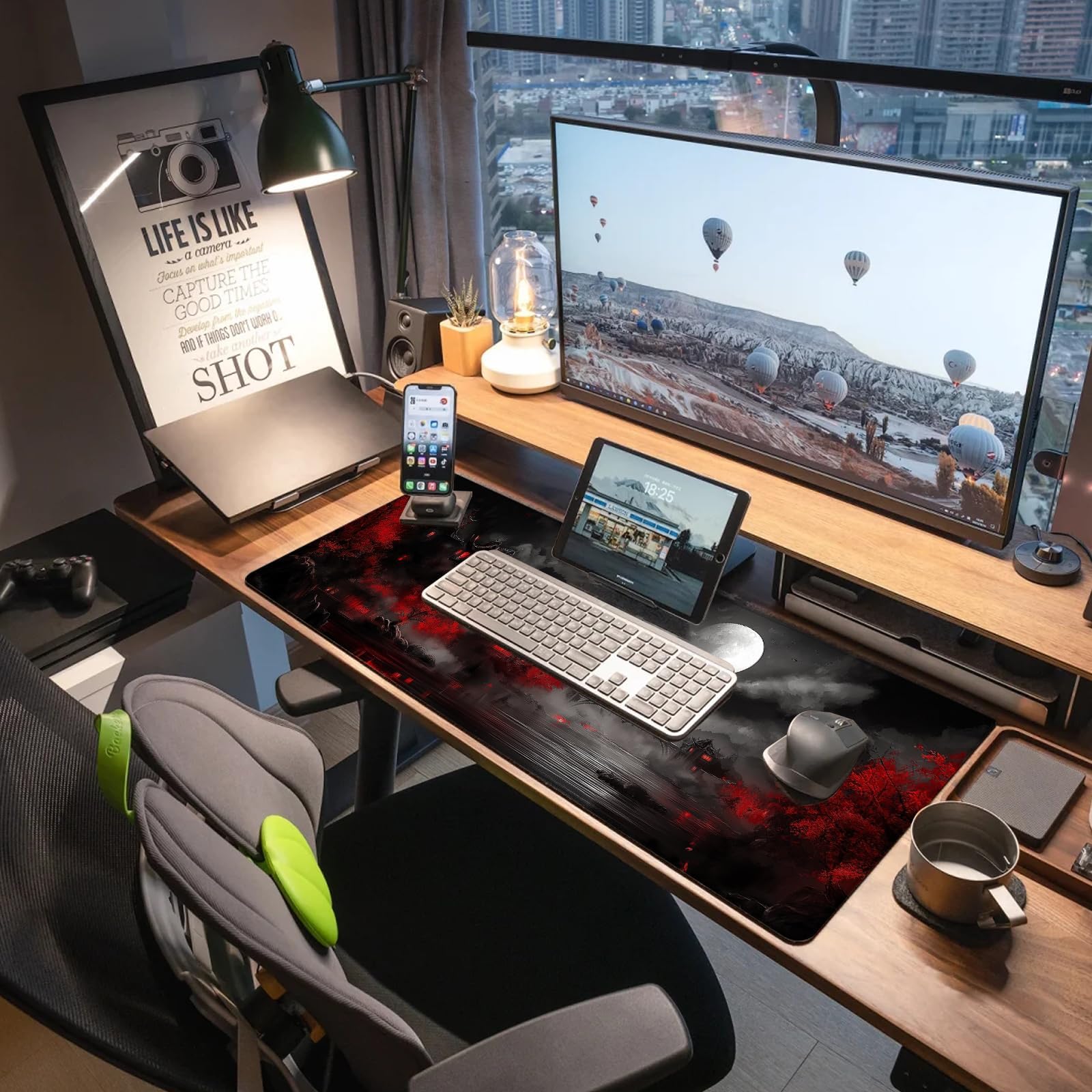Extended Gaming Mouse Pad, Large Mouse Mat 3 mm Nature Rubber Base Mousepad with Stitched Edges