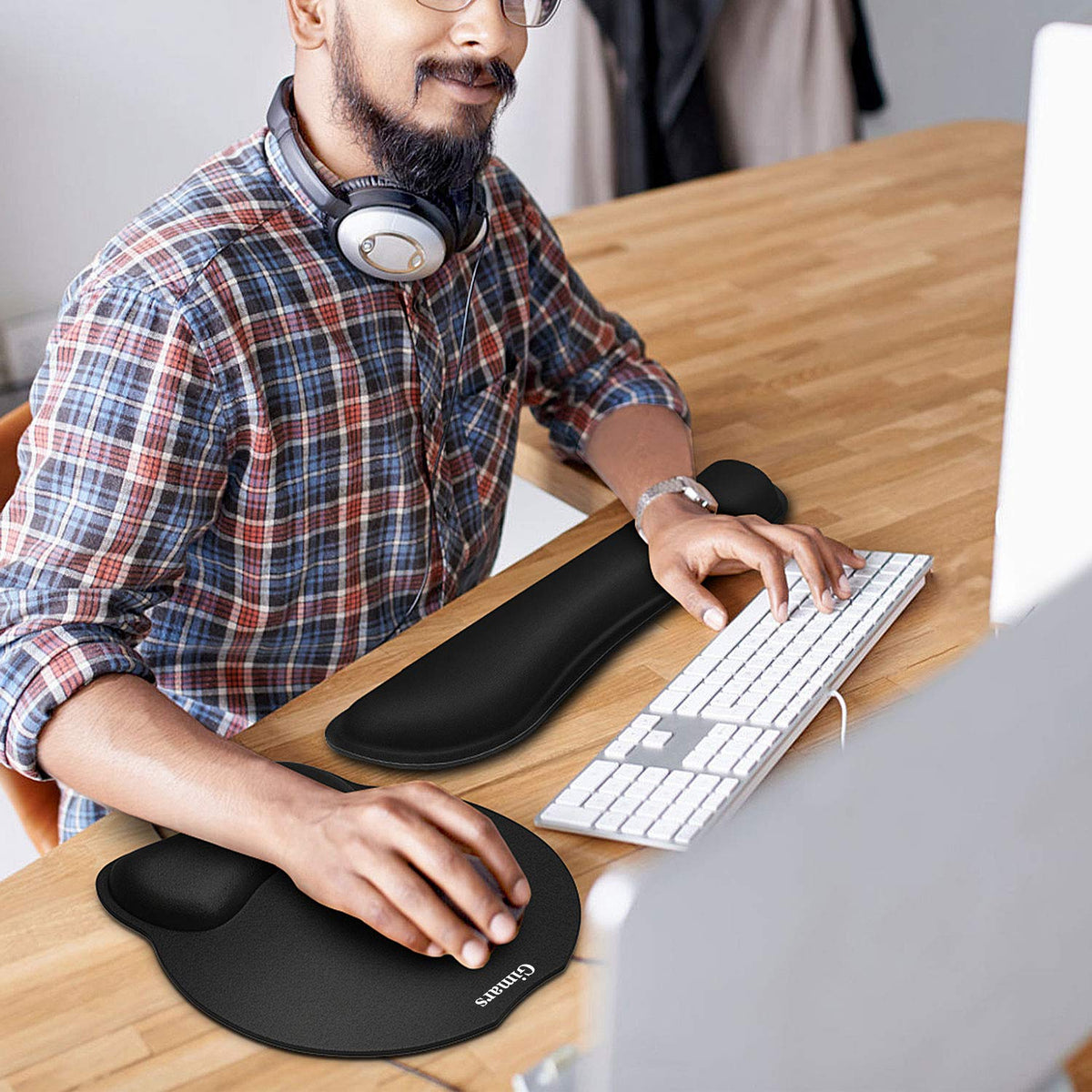 Gimars Upgrade Enlarge Superfine Fibre Soft Smooth Gel Ergonomic Mouse Pad Wrist Support and