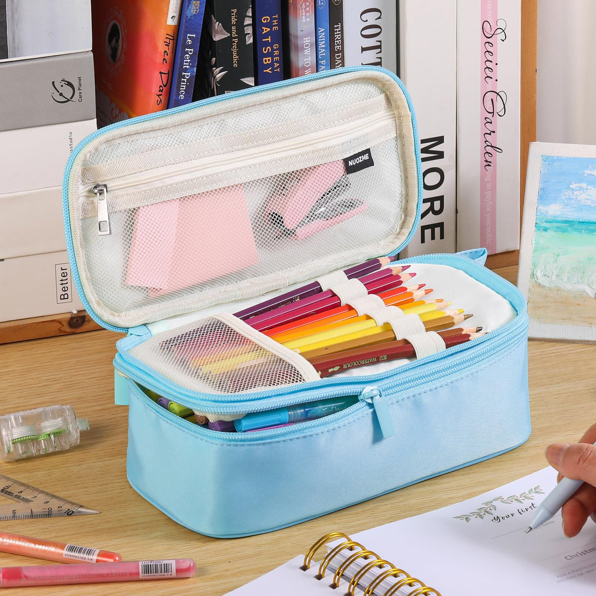 Cute Large Pencil Case Pouch,Personalized Initial Pencil Bag for Girls Boy