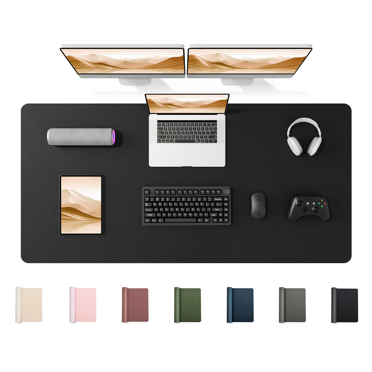 YSAGi 55" x 24" Large PU Leather Desk Mat for Keyboard and Mouse - Waterproof Non-Slip Desk Pad