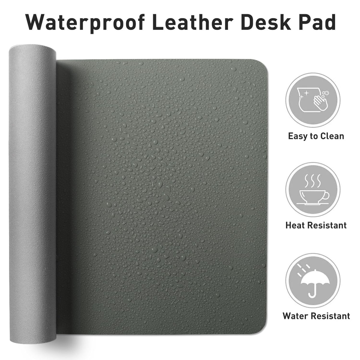 Aothia Faux Leather Desk Mat – Large Mouse Pad, Non-Slip PU Leather Blotter, Waterproof Writing