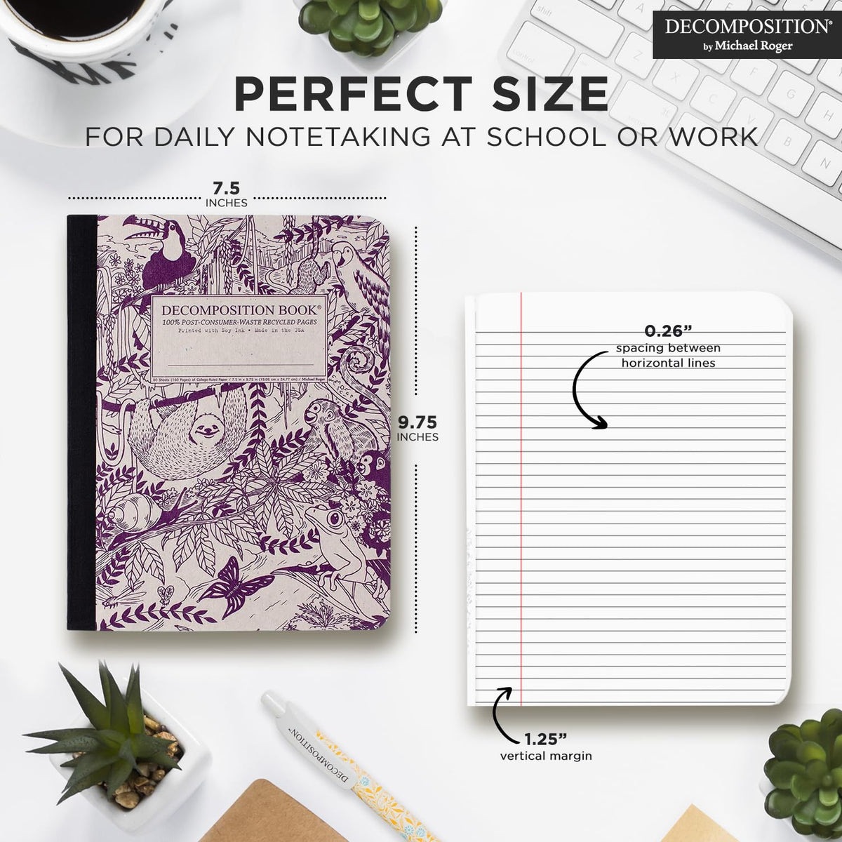Decomposition Rainforest College Ruled Composition Notebook - 9.75 x 7.5 Journal with 160 Lined