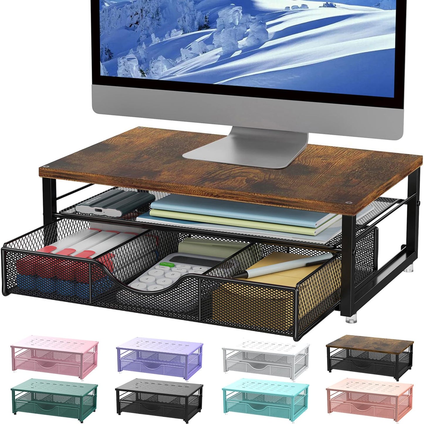 gianotter Computer Monitor Stand Riser with Drawer