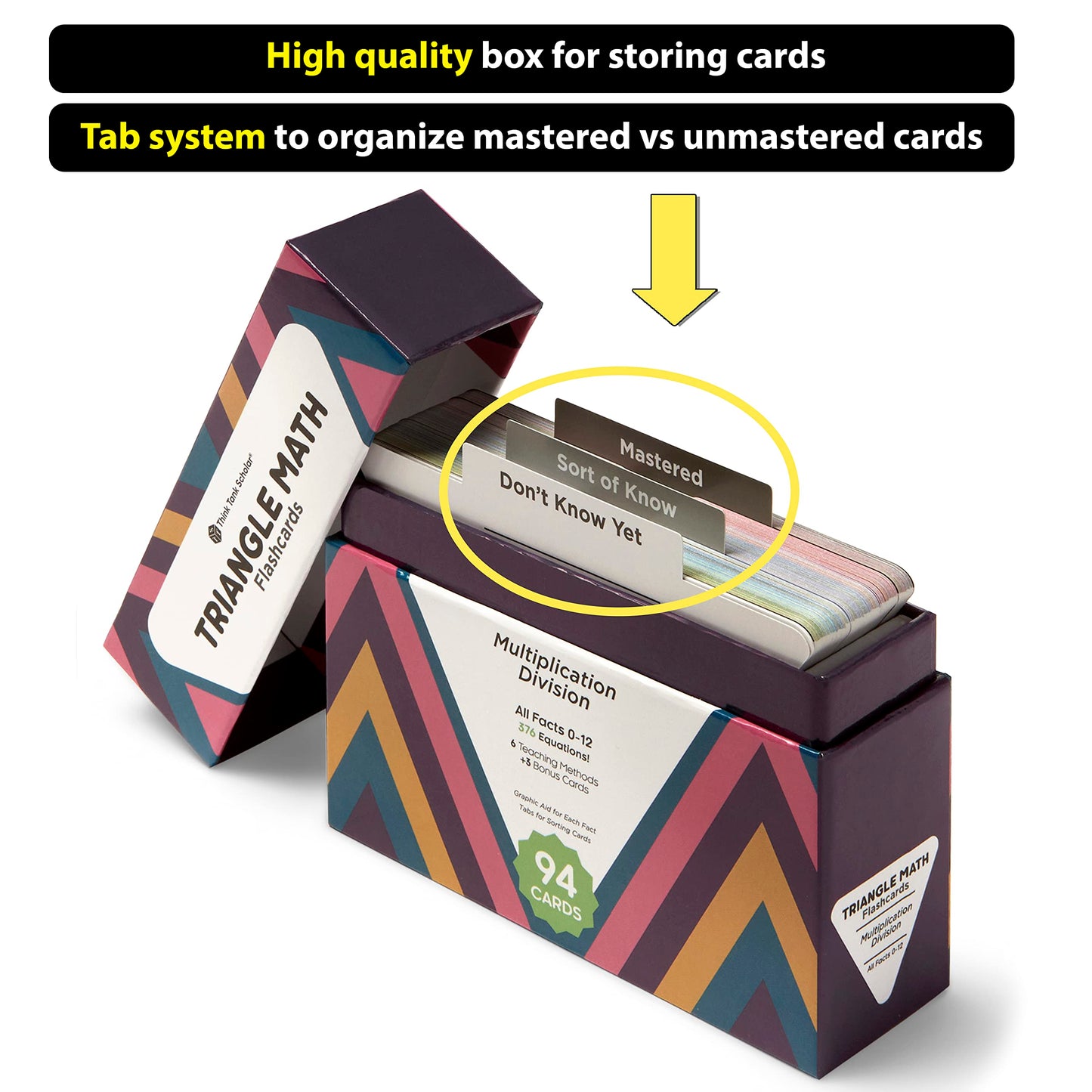 Award-Winning Triangle Math Flash Cards – 376 Multiplication & Division Facts (0–12)