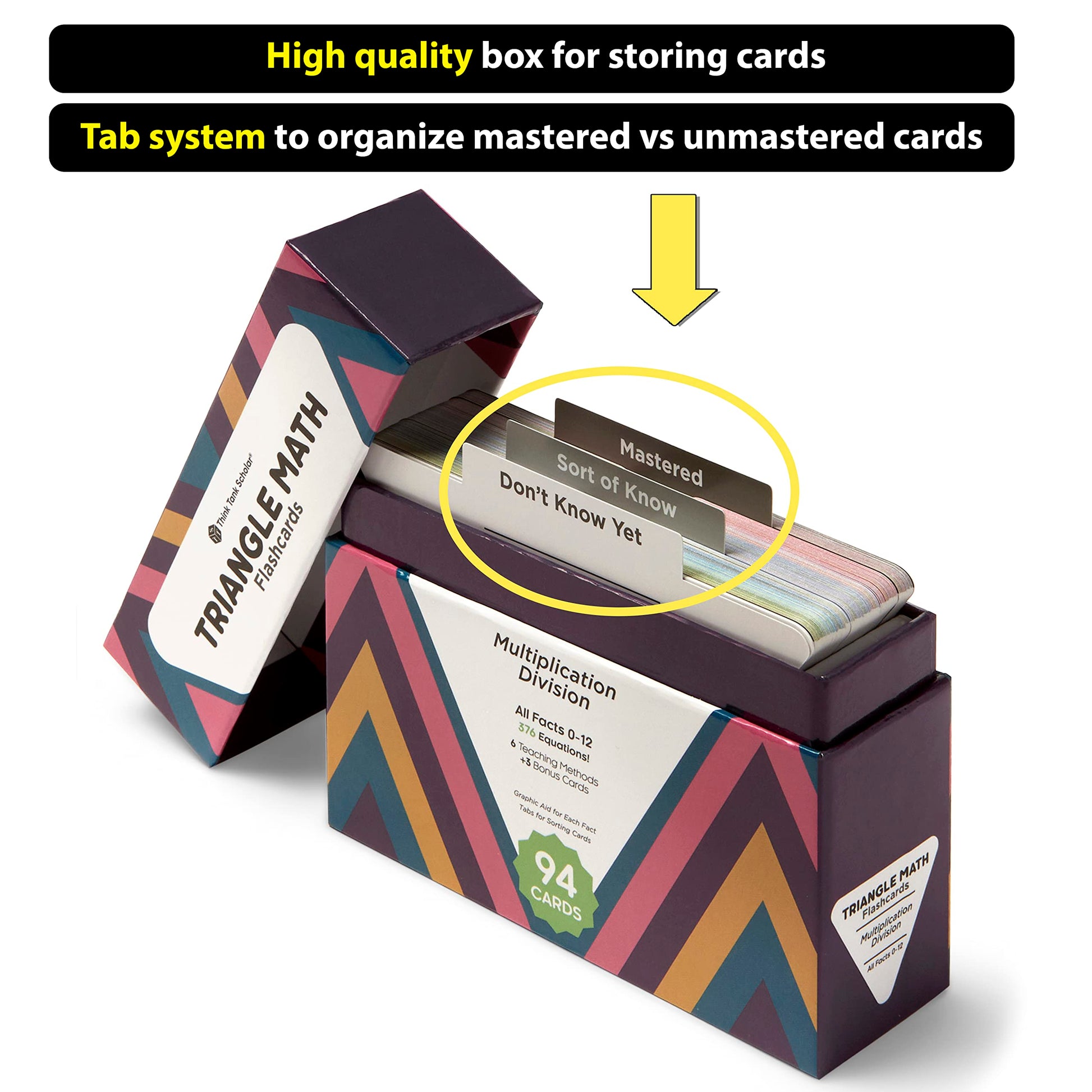 Award-Winning Triangle Math Flash Cards – 376 Multiplication & Division Facts (0–12)