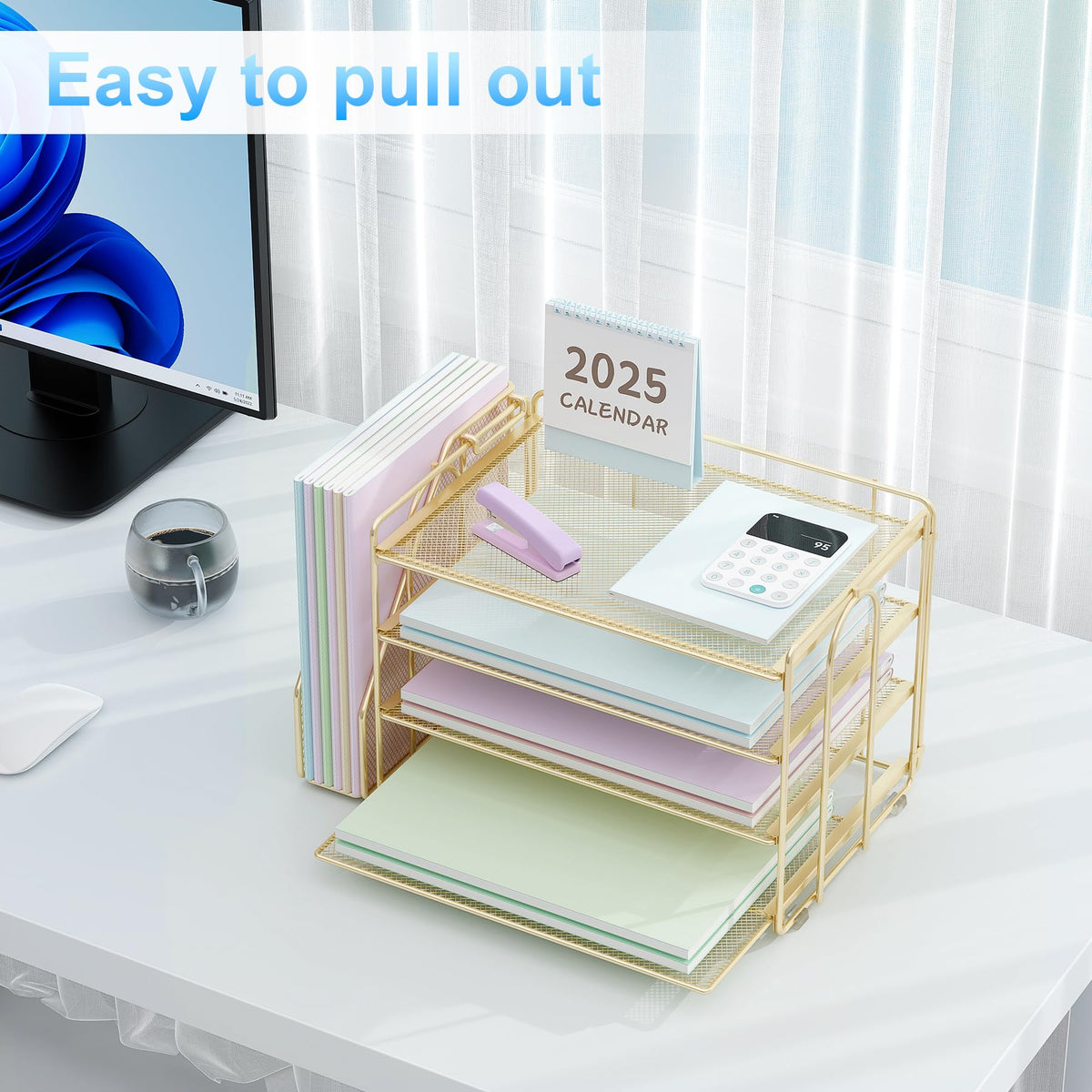 Spacrea Desk Organizers and Accessories, Paper Organizer for Desk with File organizer, Desk
