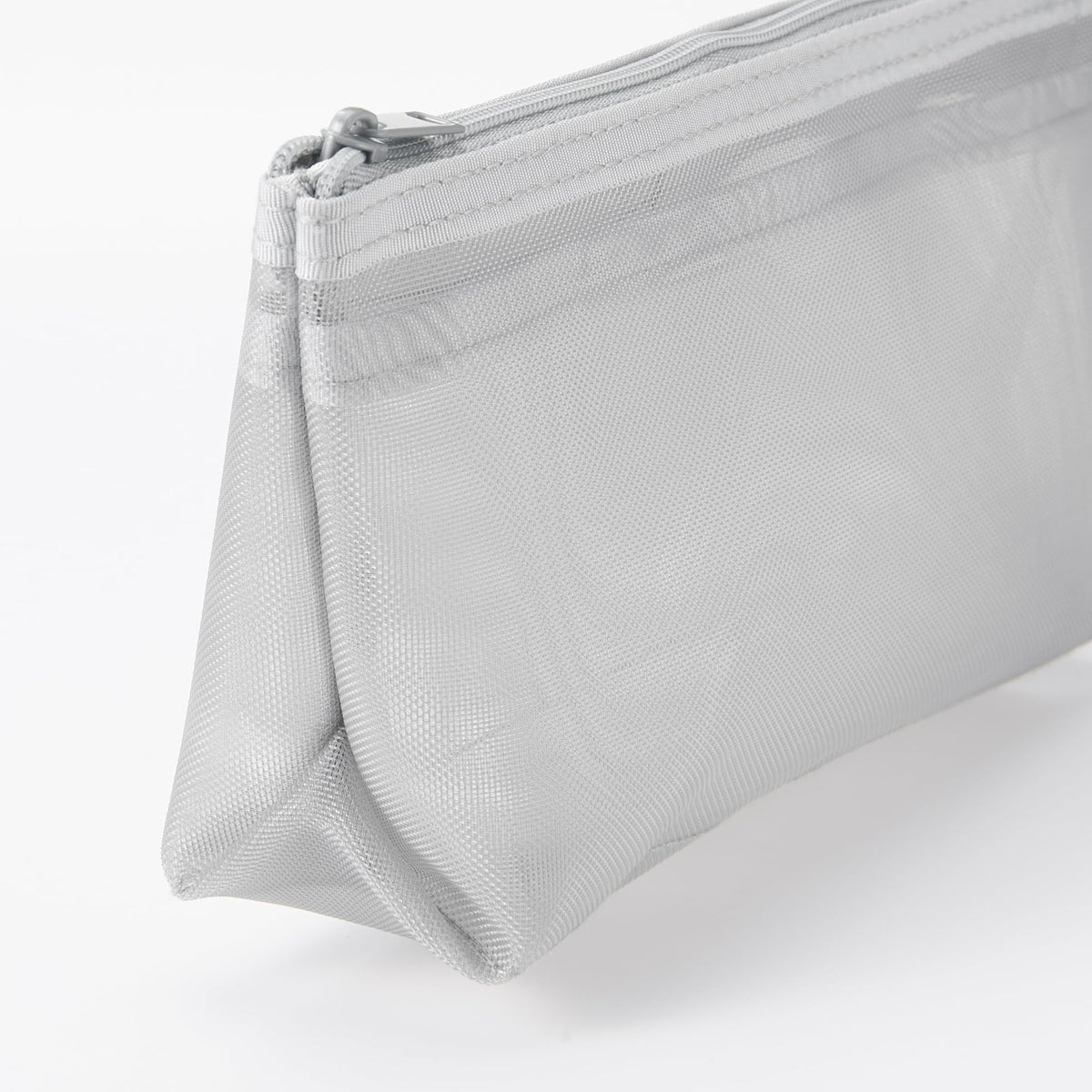 無印良品 MUJI NDE05A1S Nylon Mesh Pen Case with Gusset, Gray, Approx. Width 6.7 x Height 3.9 x Depth
