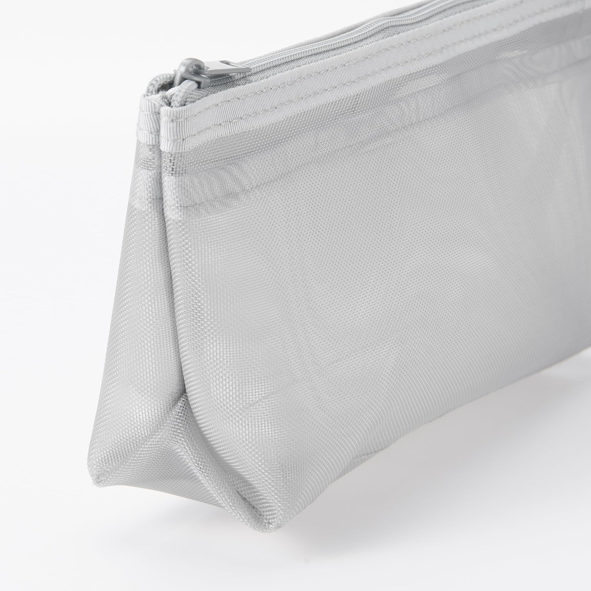 無印良品 MUJI NDE05A1S Nylon Mesh Pen Case with Gusset, Gray, Approx. Width 6.7 x Height 3.9 x Depth