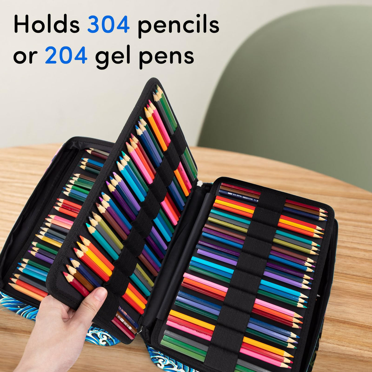 YOUSHARES 300 Slots Color Pencil Case - Pen Case Organizer with Handy Wrap & Zipper, Multilayer