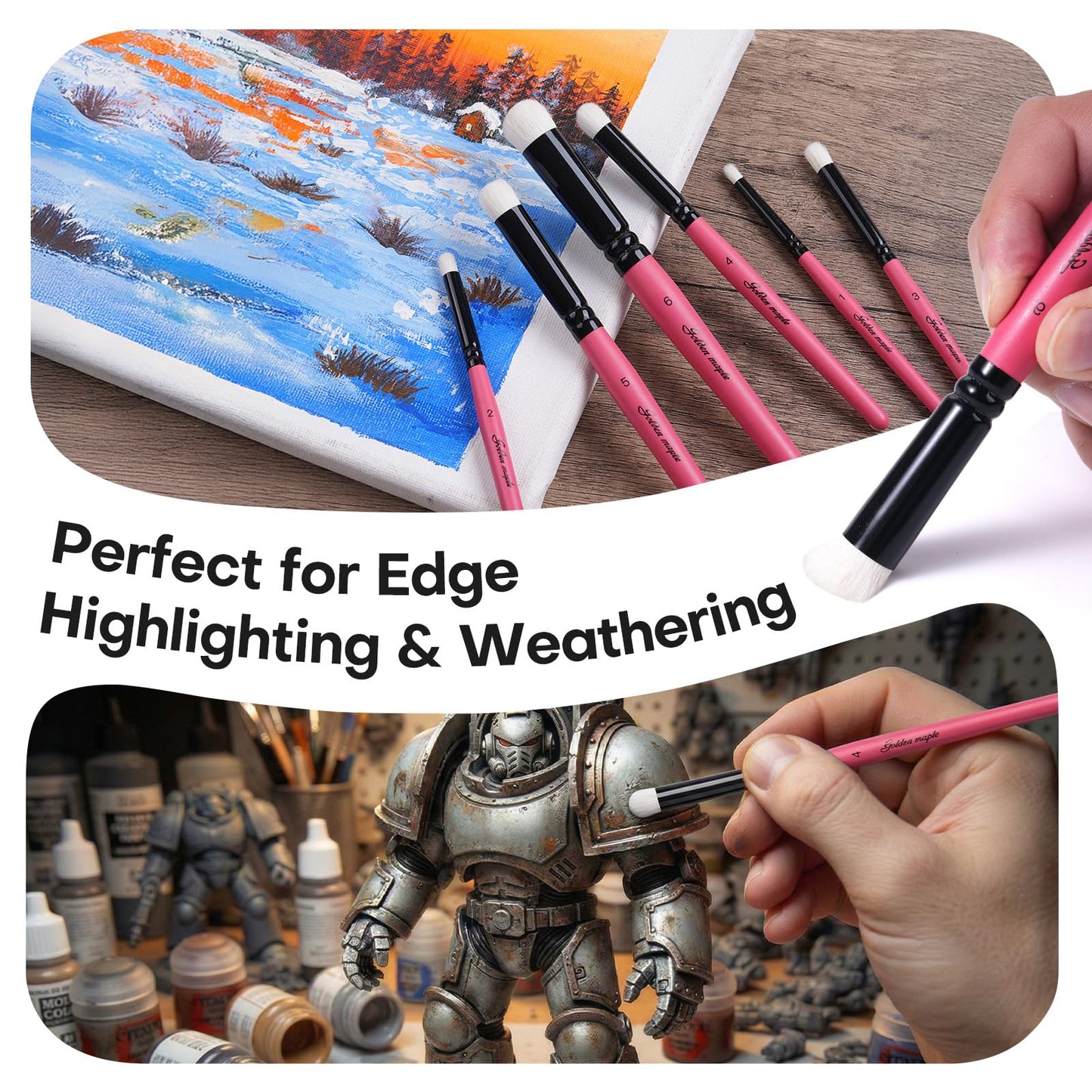 Golden Maple Dry Brush Miniature Painting Drybrush Set - 6PC Professional Modellers Miniature Paint