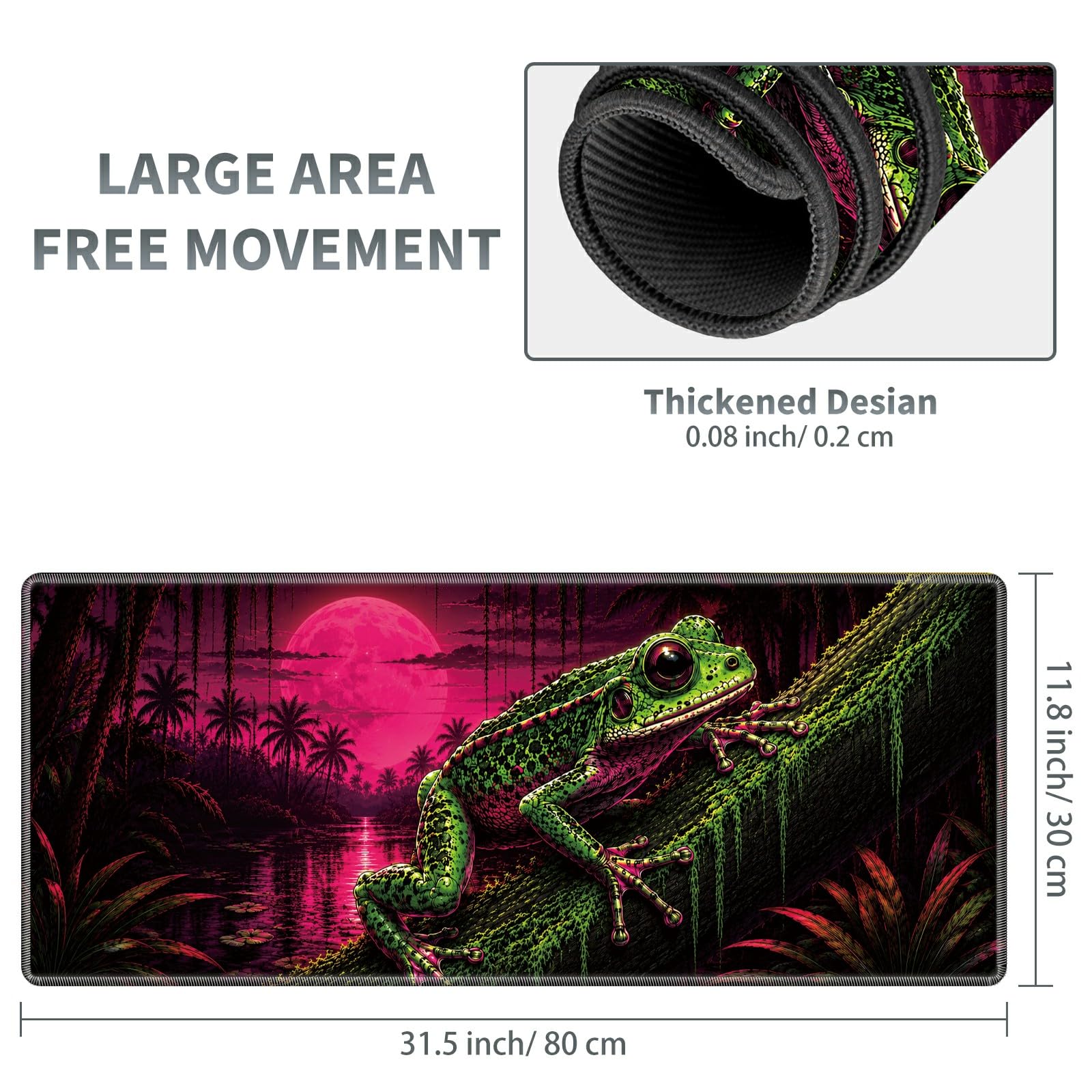 Neon Jungle Frog Large Mouse Pad, 31.5 x 11.8 in Extended Desk Mat