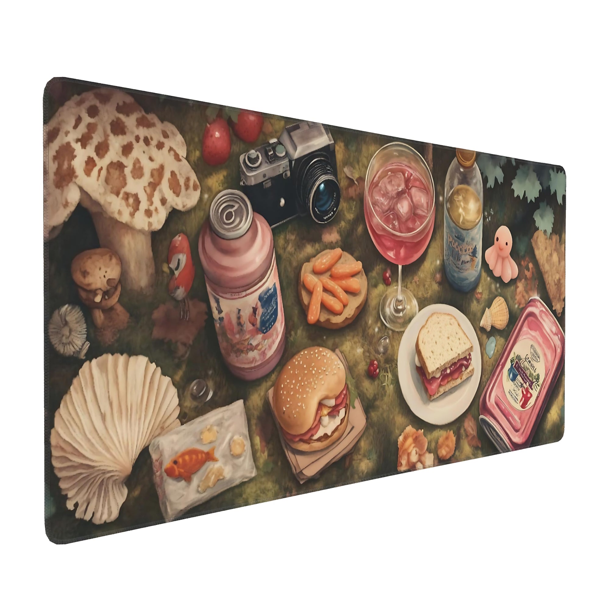 Cute Aesthetic Party Gaming Mouse Pad, Green Pink Cottagecore Desk Mat with Anti-Slip Base &