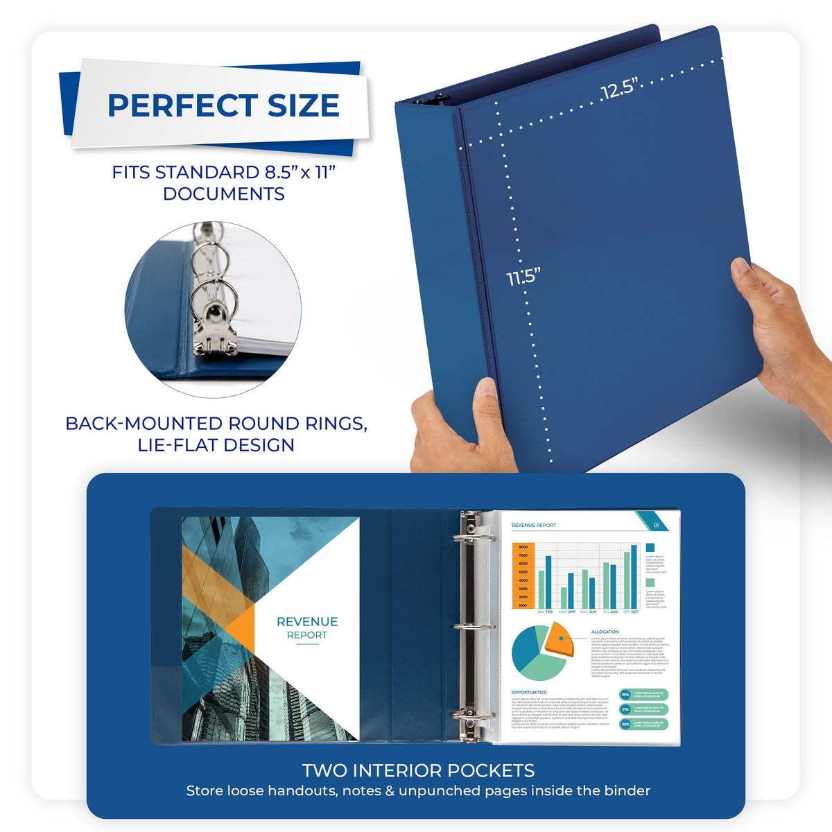 Samsill 2 Inch 3 Ring Binders, Economy Round Ring, Clear View Cover, 425 Sheet Capacity - for