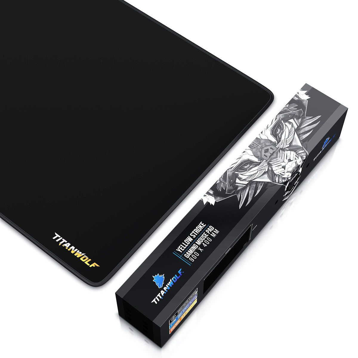CSL - XXL Gaming Mouse Pad - Yellow Stroke Design - 35 x 16 inches - Extra Large Office Mouse mat