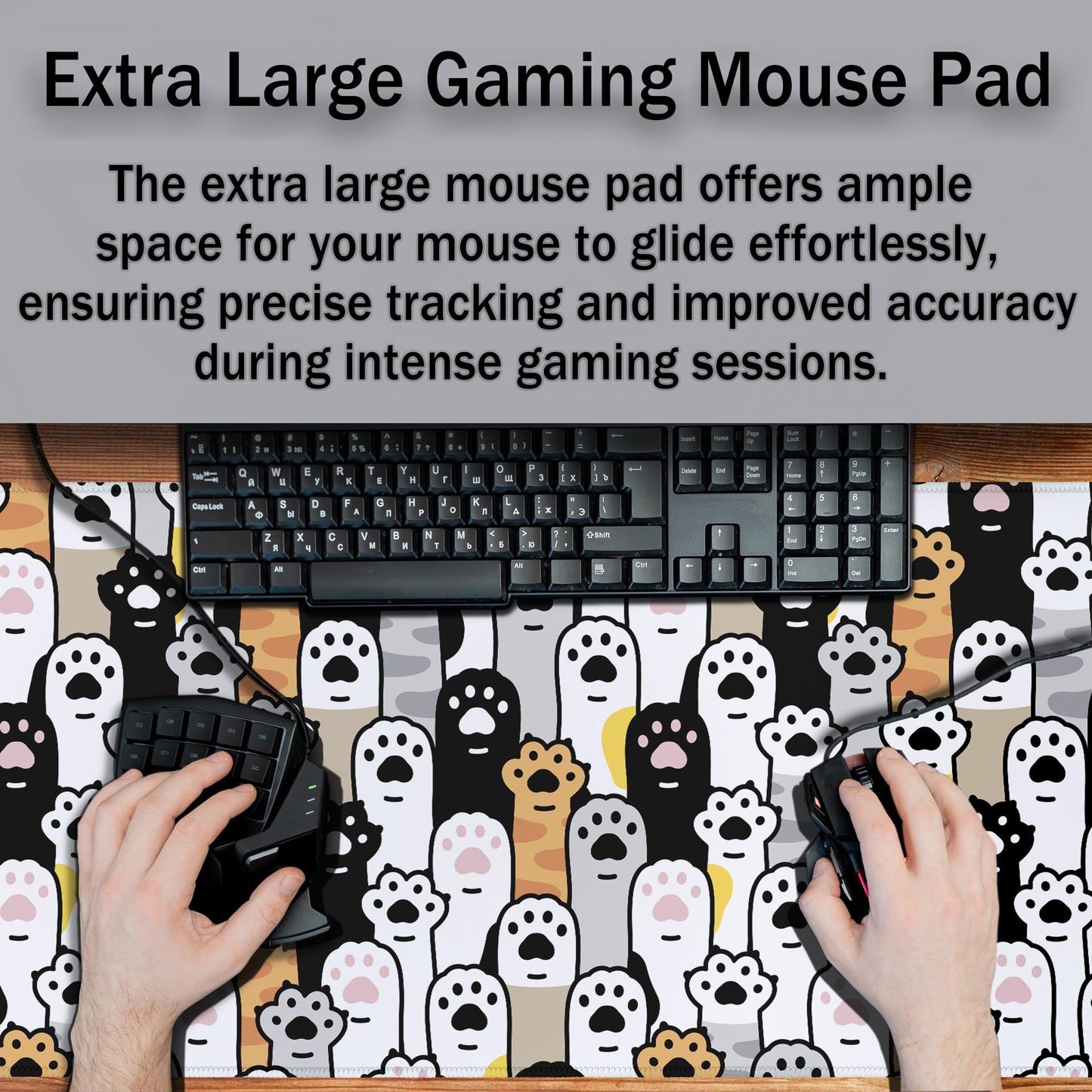 Samgula Office Desk Pad Cat Paws Cute Mouse Mat Large Gaming Mouse Pads Desk Mouse Pad Long Desk