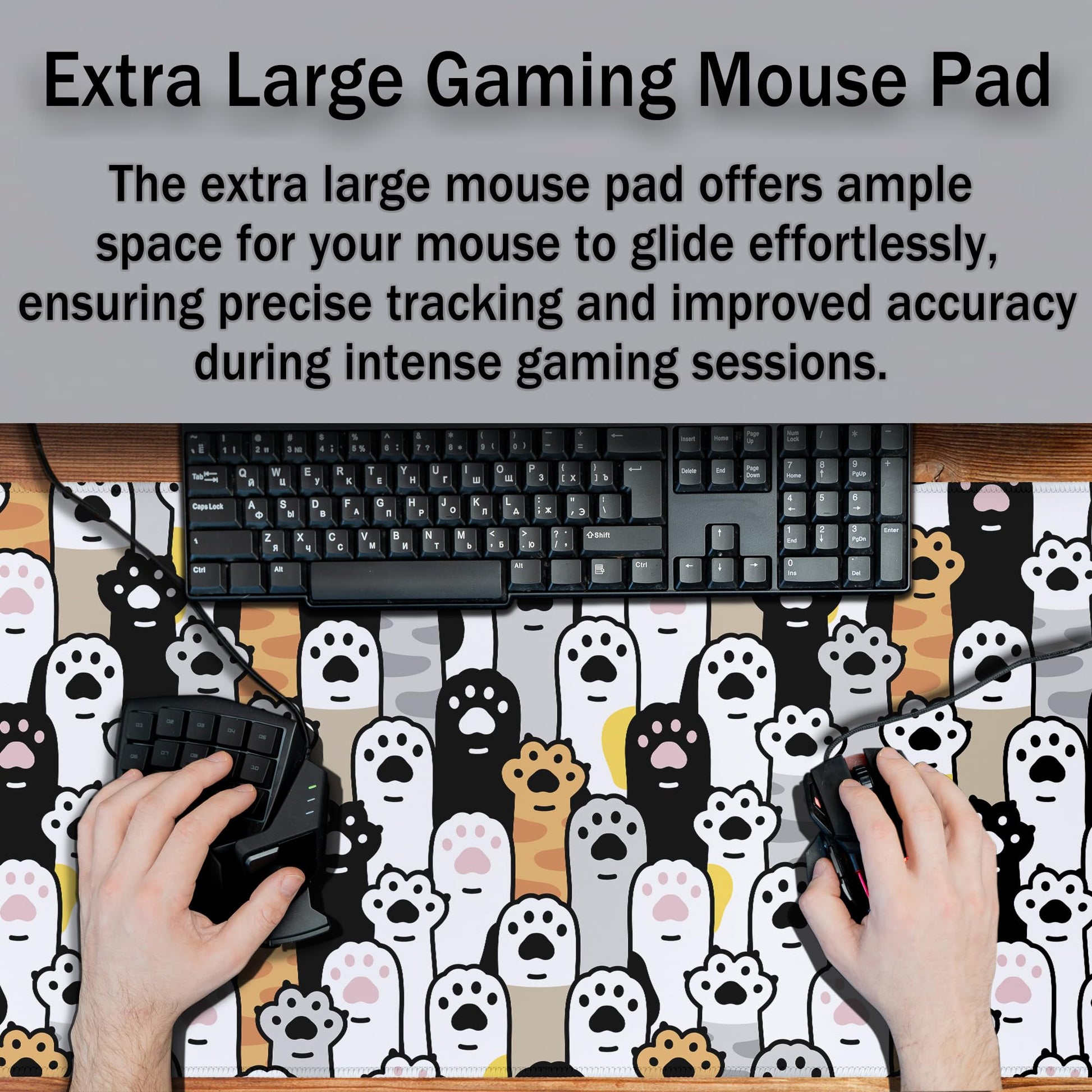 Samgula Office Desk Pad Cat Paws Cute Mouse Mat Large Gaming Mouse Pads Desk Mouse Pad Long Desk
