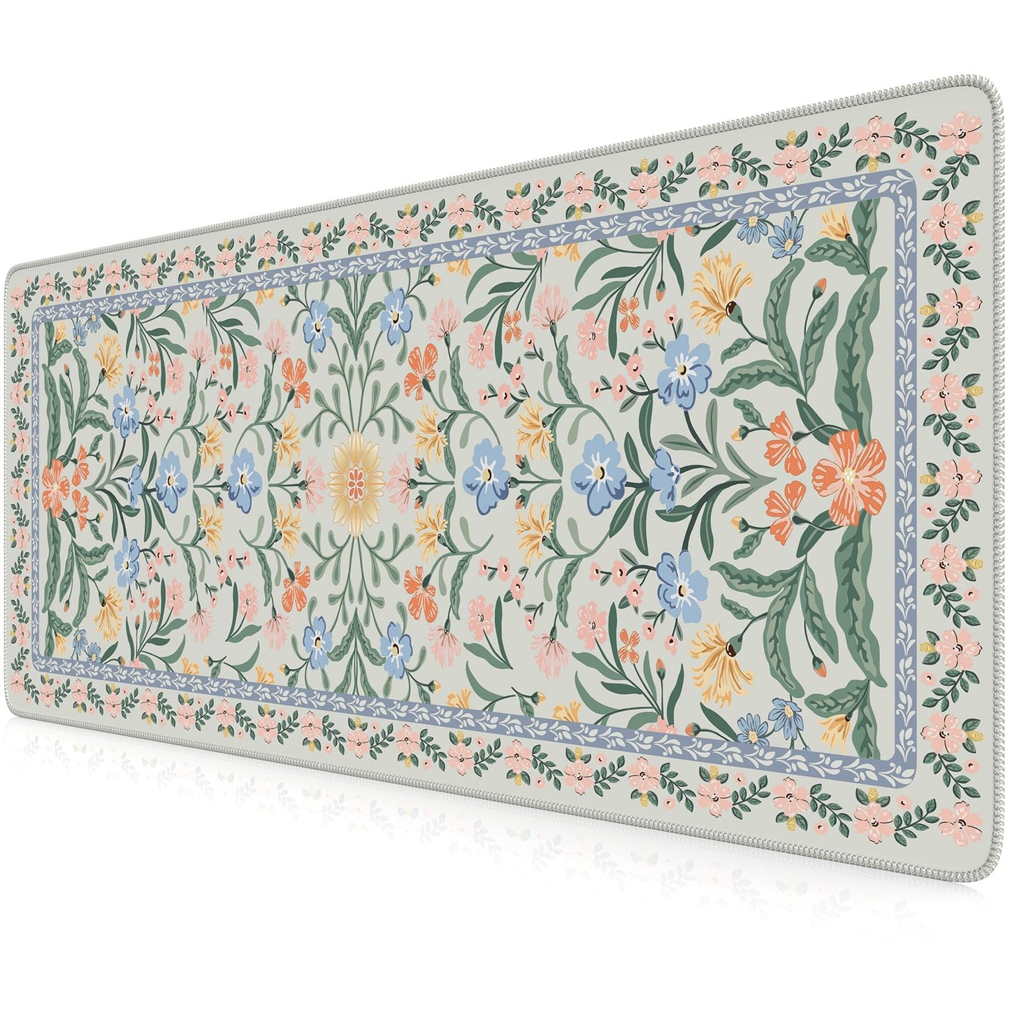 iCasso Aesthetic Desk Mat,31.5x11.8 Mouse Pads,Green Floral