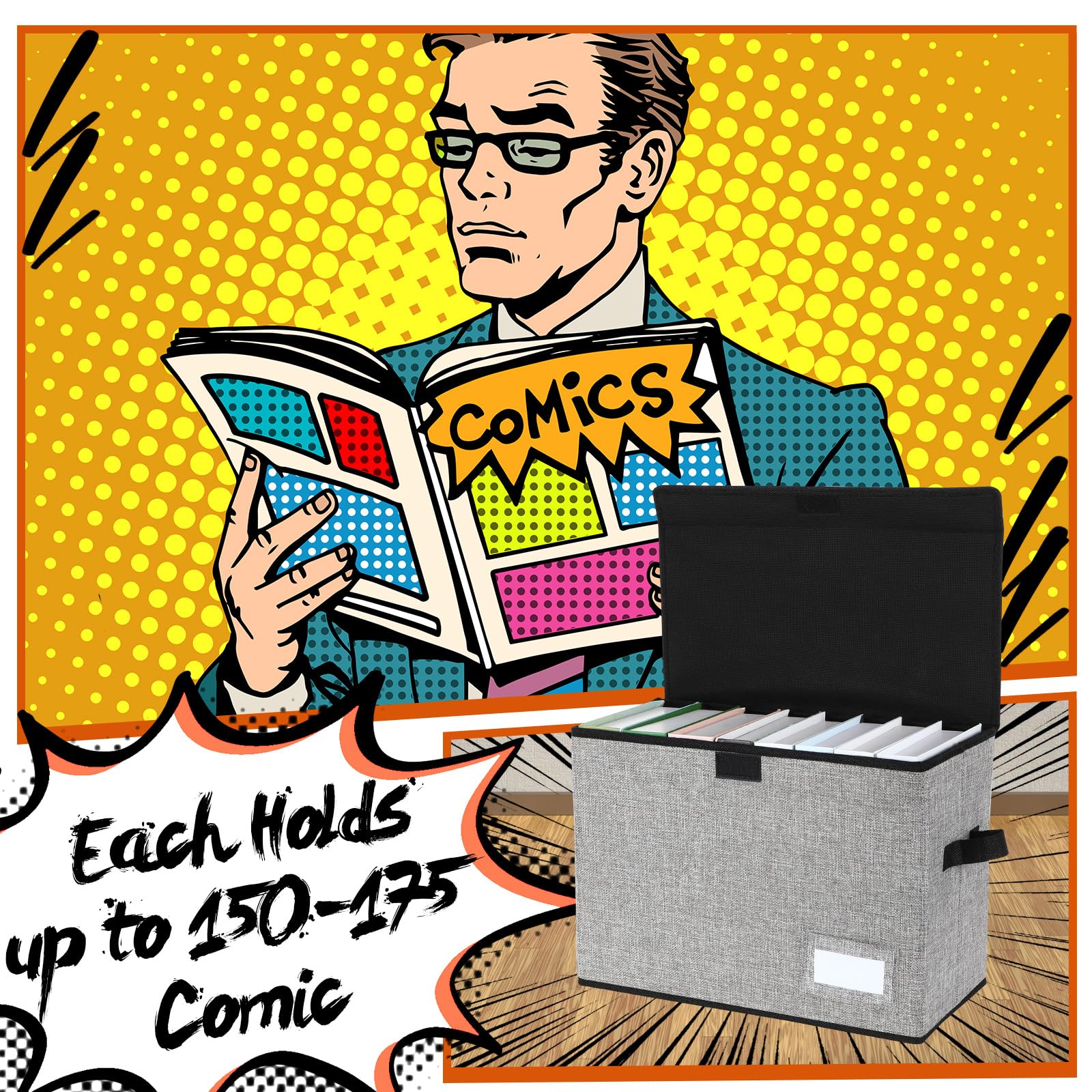 Chuangdi 6 Pcs Comic Book Storage Boxes,Gray