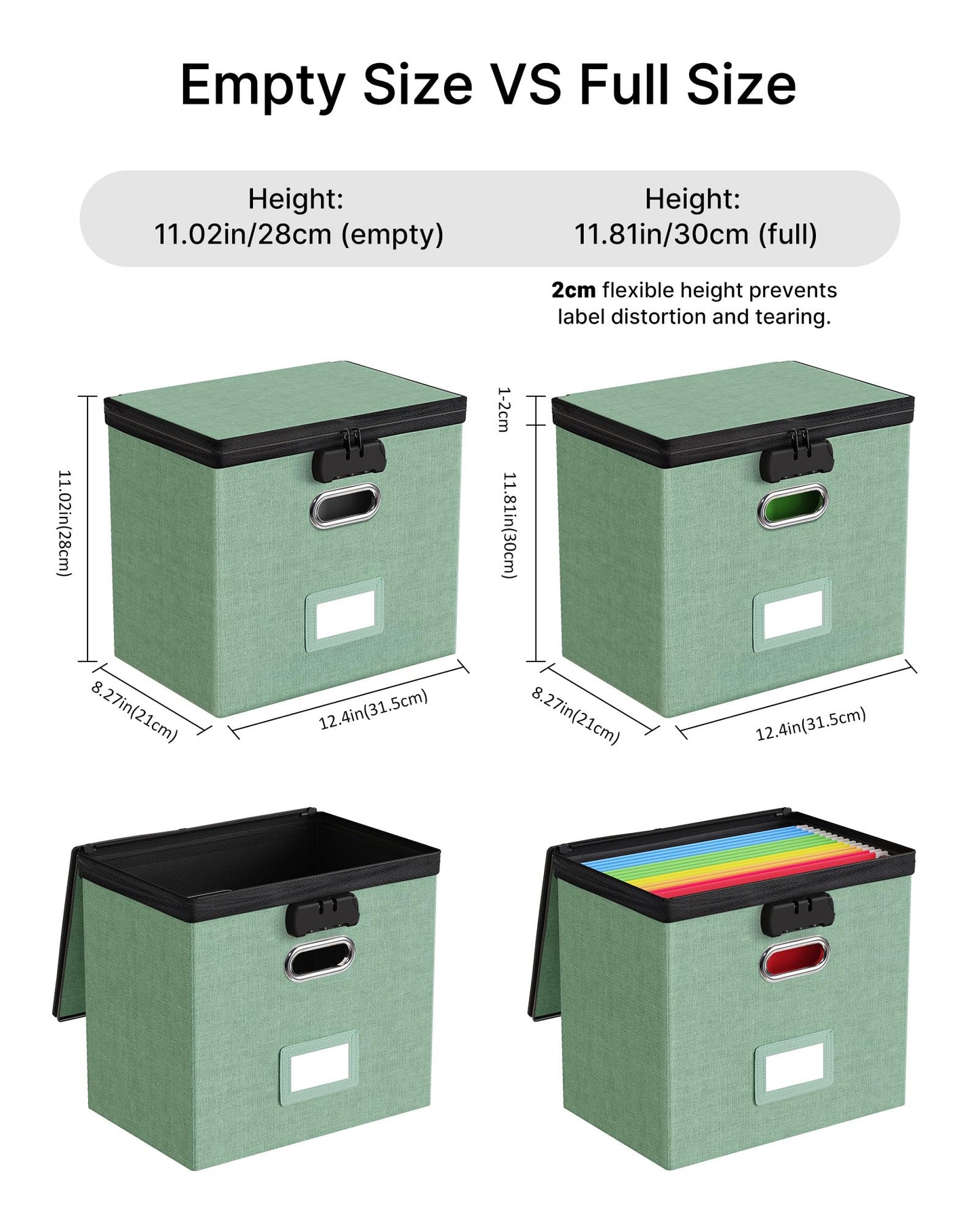 Oterri Lockable File Box Small 2-Pack Hanging Organizer for Letter-Size