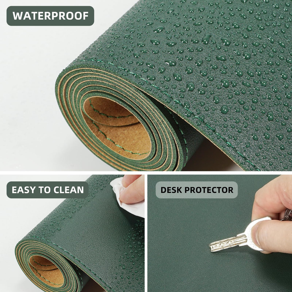AFIING Leather Desk Pad Protector, Large Desk Mat with Natural Cork & PU Leather, Mouse Pad