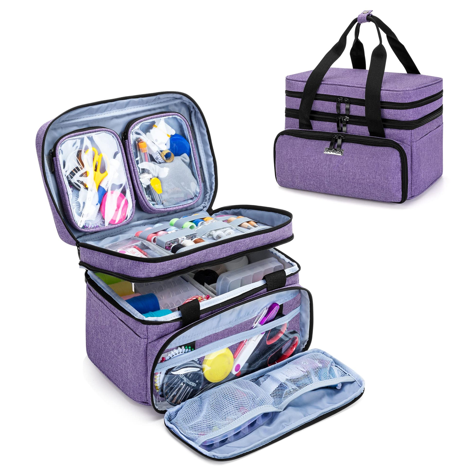 BAFASO Double Layer Sewing Accessories Organizer, Purple
