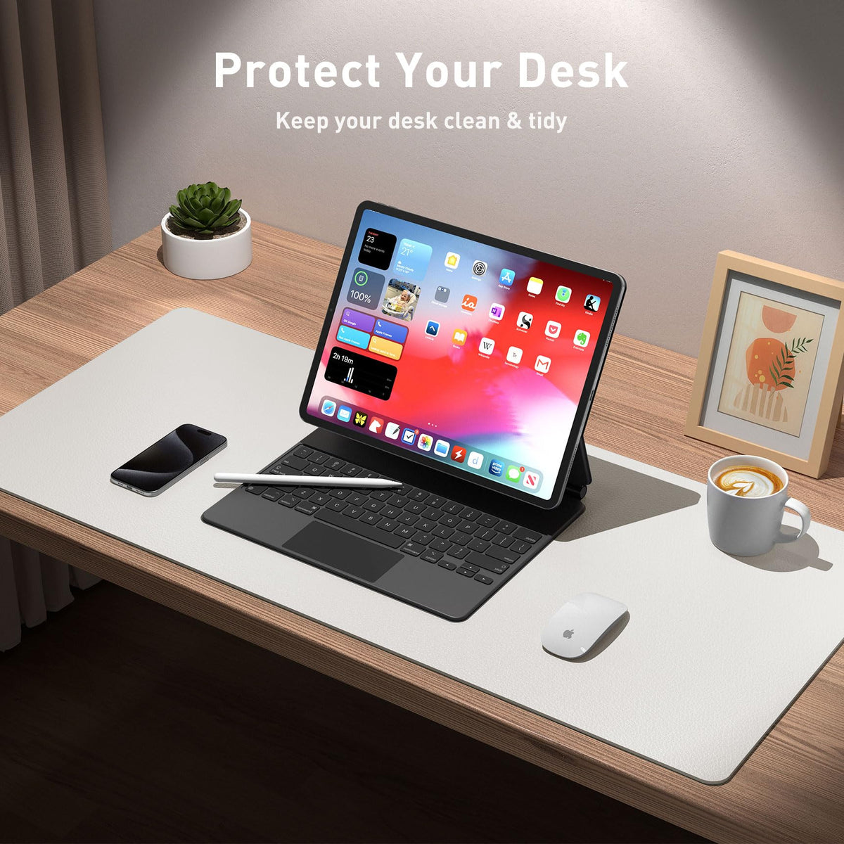 Aothia Leather Desk Pad Protector, Mouse Pad,Office Desk Mat, Non-Slip PU Leather Desk Blotter