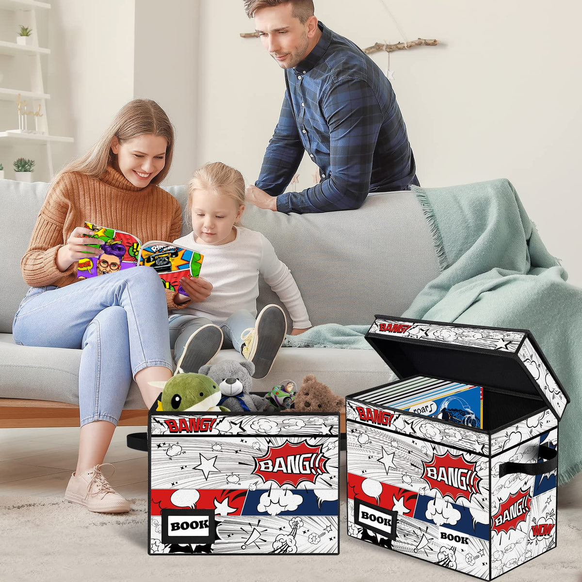 YNSZAS Comic Book Storage Box, 15.8" X 7.8" X 11.8", Heavy Duty Collapsible Holds 160-180 Comic