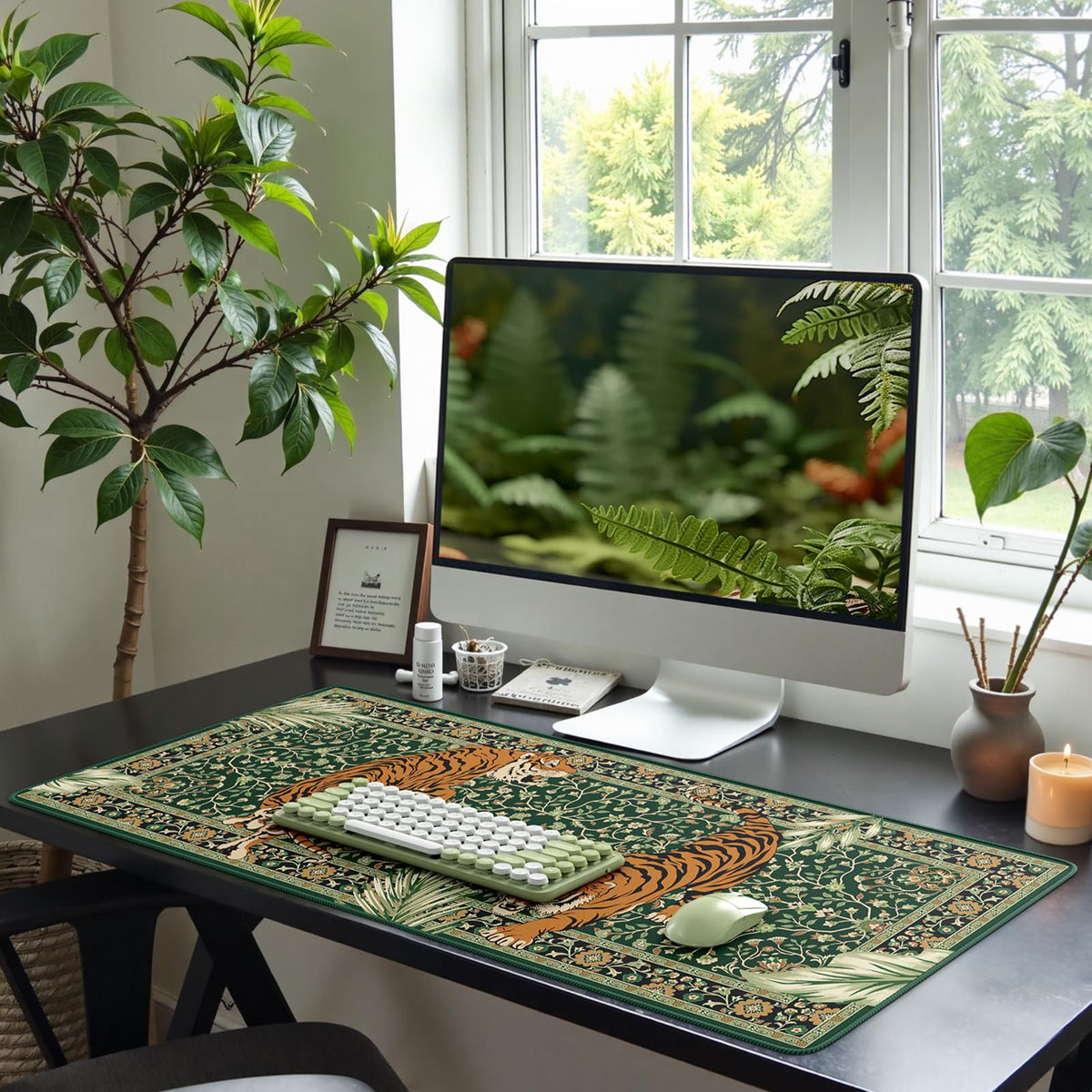 HAOCOO Large Gaming Desk Pad Mat, Non-Slip Desk Mouse Pad(Green)