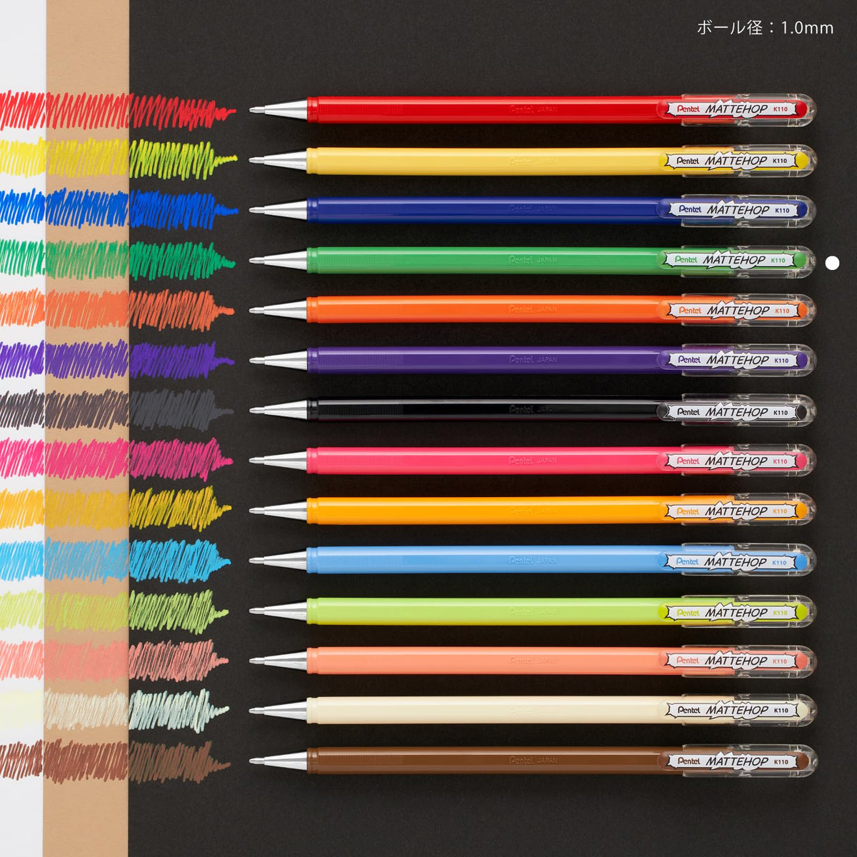 Pentel Color Ballpoint Pen, Matte Hop, Green, 10 Count K110-VD