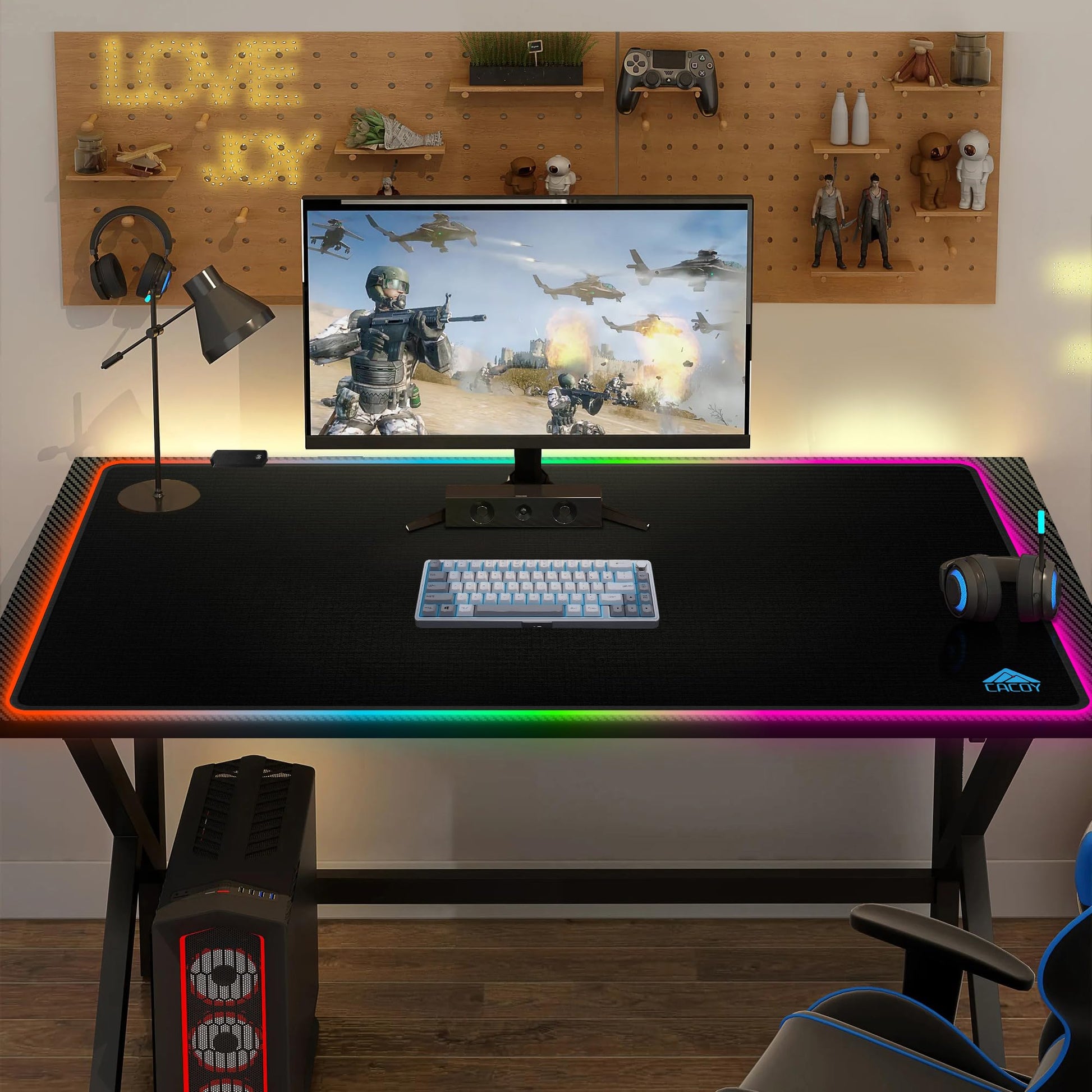 Cacoy 43"x24" RGB Large Gaming Mouse Pad, LED Extended Desk Mousepad, Black