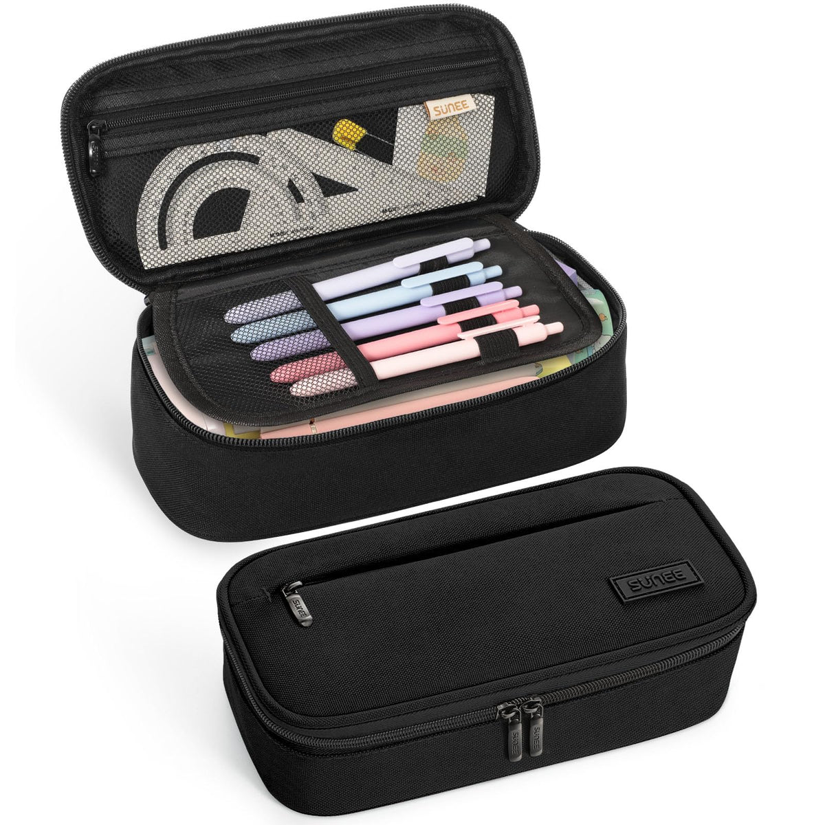 SUNEE Cute Pencil Case, Large Capacity Pencil Pouch, Big Storage Organizer for Stationery, Zipper