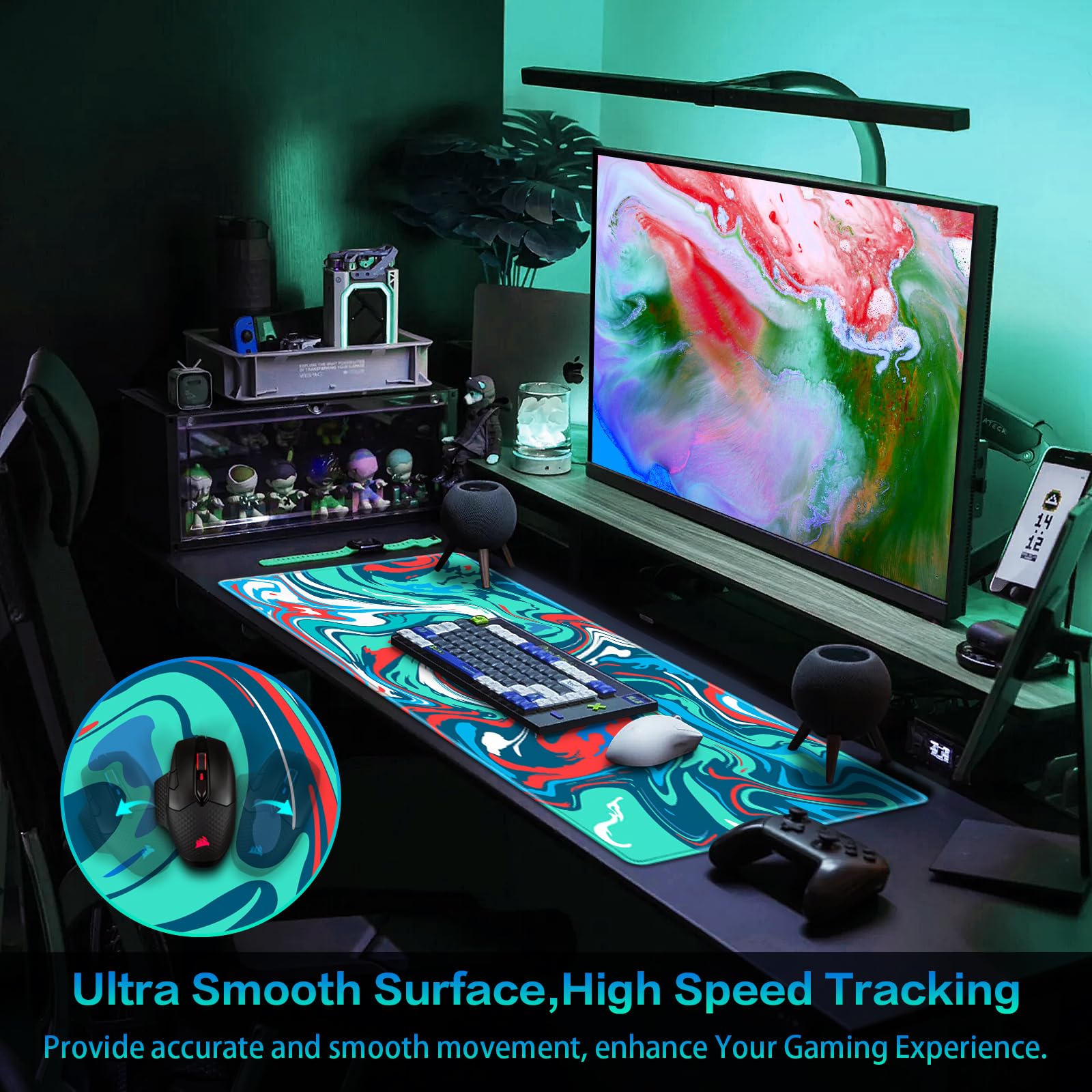 Canjoy Gaming Mouse Pad, 35.4x15.7inch Fluid Large Mouse Pads for Desk