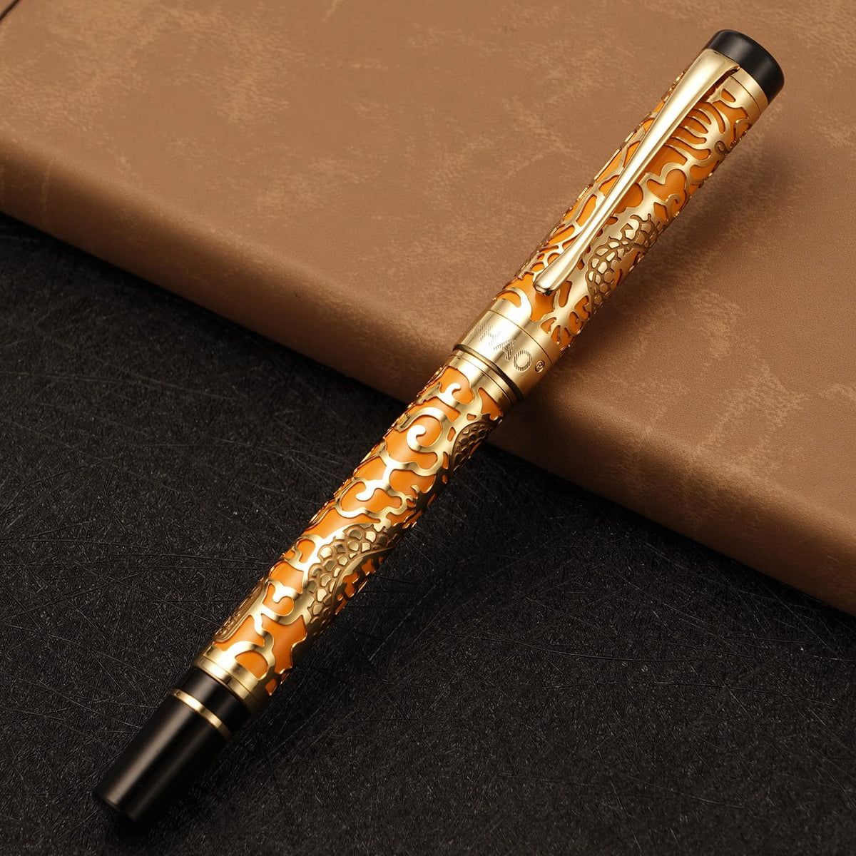 Vintage Jinhao 5000 Metal Fountain Pen Fine Nib 0.5mm Advanced Beautiful Dragon Texture Carving
