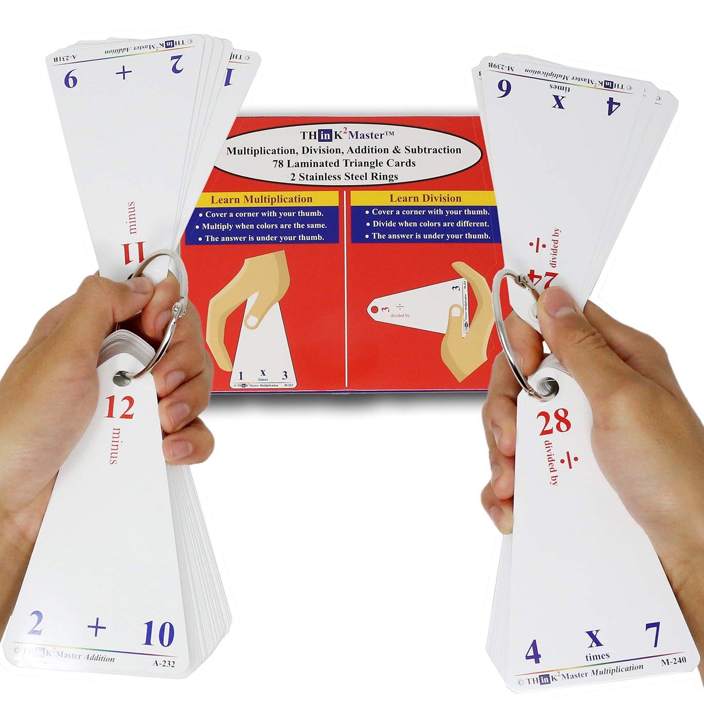 Think2Master Premium Laminated Multiplication Division Addition & Subtraction Triangle Flash Cards