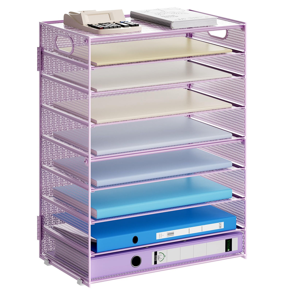 Marbrasse Paper Organizer Letter Tray, 9 Tier Mesh File Organizer with Handle, Paper Sorter Desk