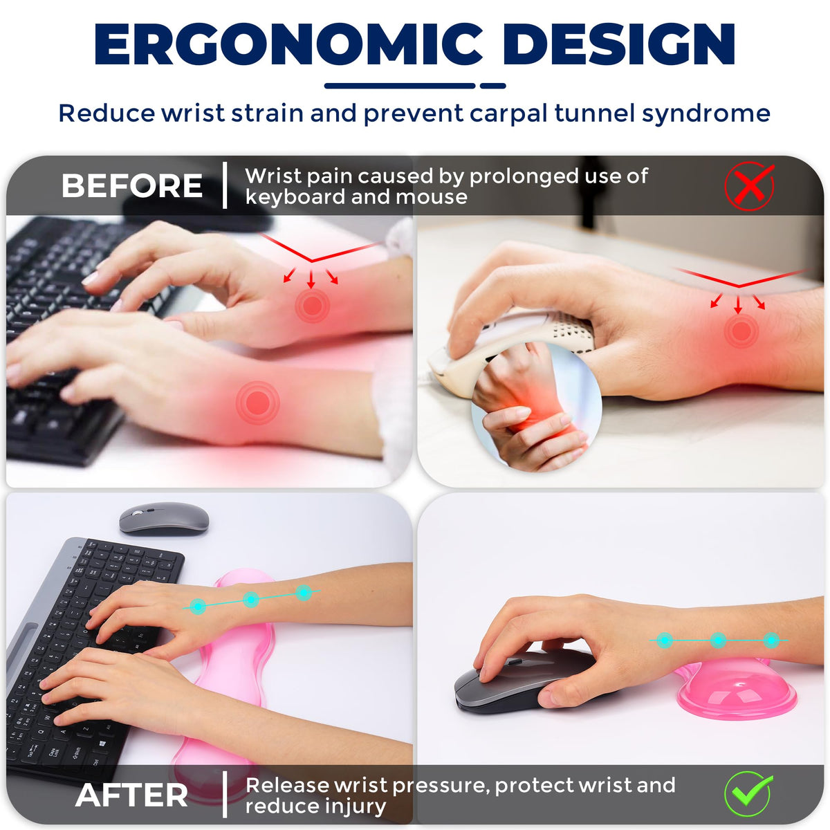 ABRONDA Gel Wrist Rest for Keyboard and Mouse, Wrist Rest for Keyboard, Mouse Wrist Support, Pain