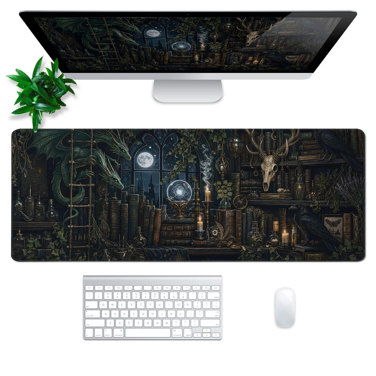 Mystical Gothic Library Mouse Pad Abstract Vintage Book-Themed Mouse Pad 31.5x11.8 Inch Texture
