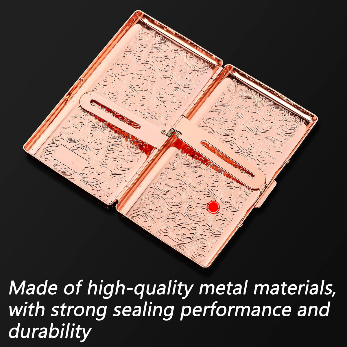 Goshentech Vintage Metal case,14 Capacity,Metal Plated Rose Gold,Double-Sided Open(Rose Gold,100mm